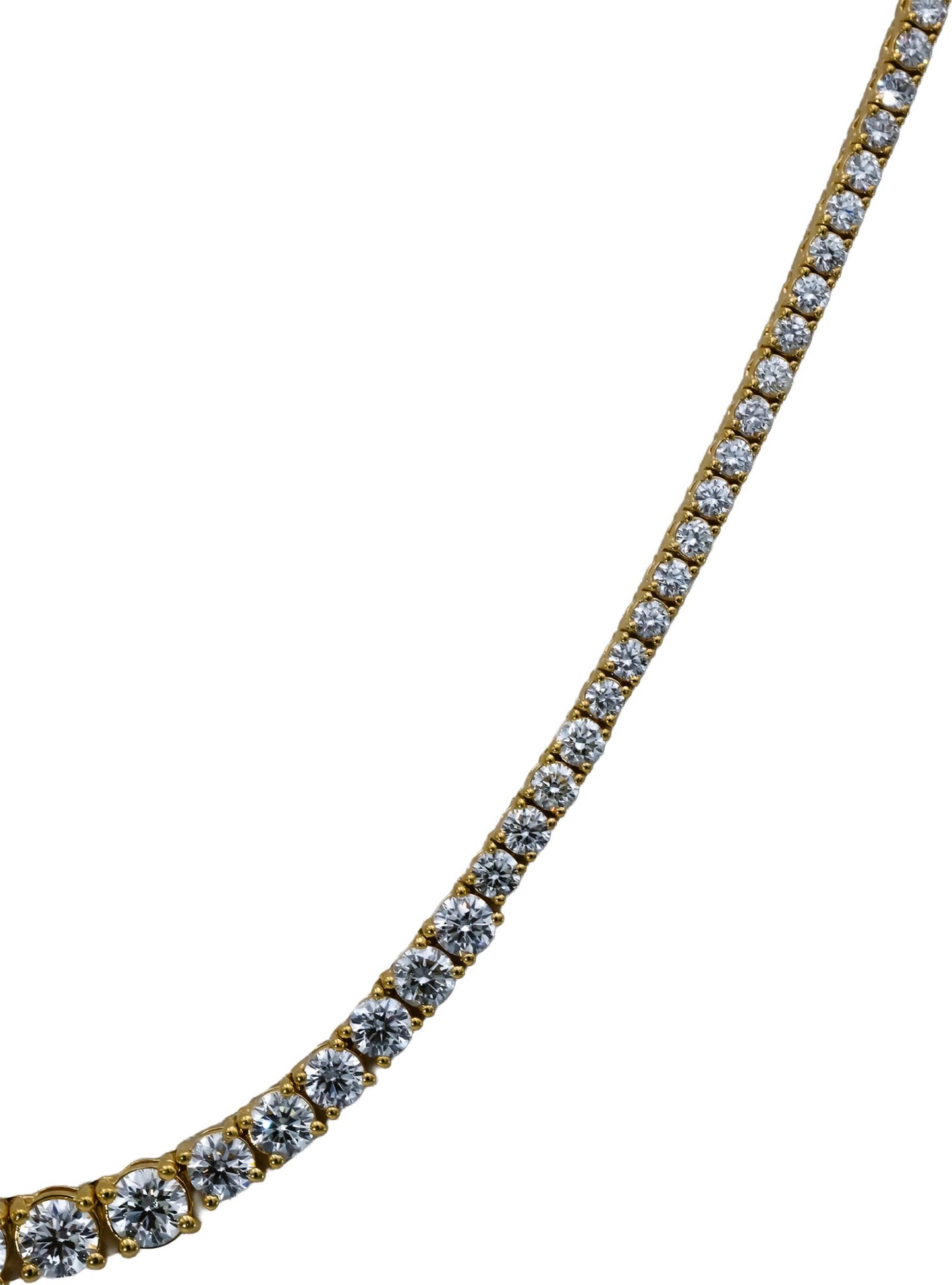 14k Yellow Gold VS Round Diamond Graduated Riviera Necklace 8.11CT 171 Pieces