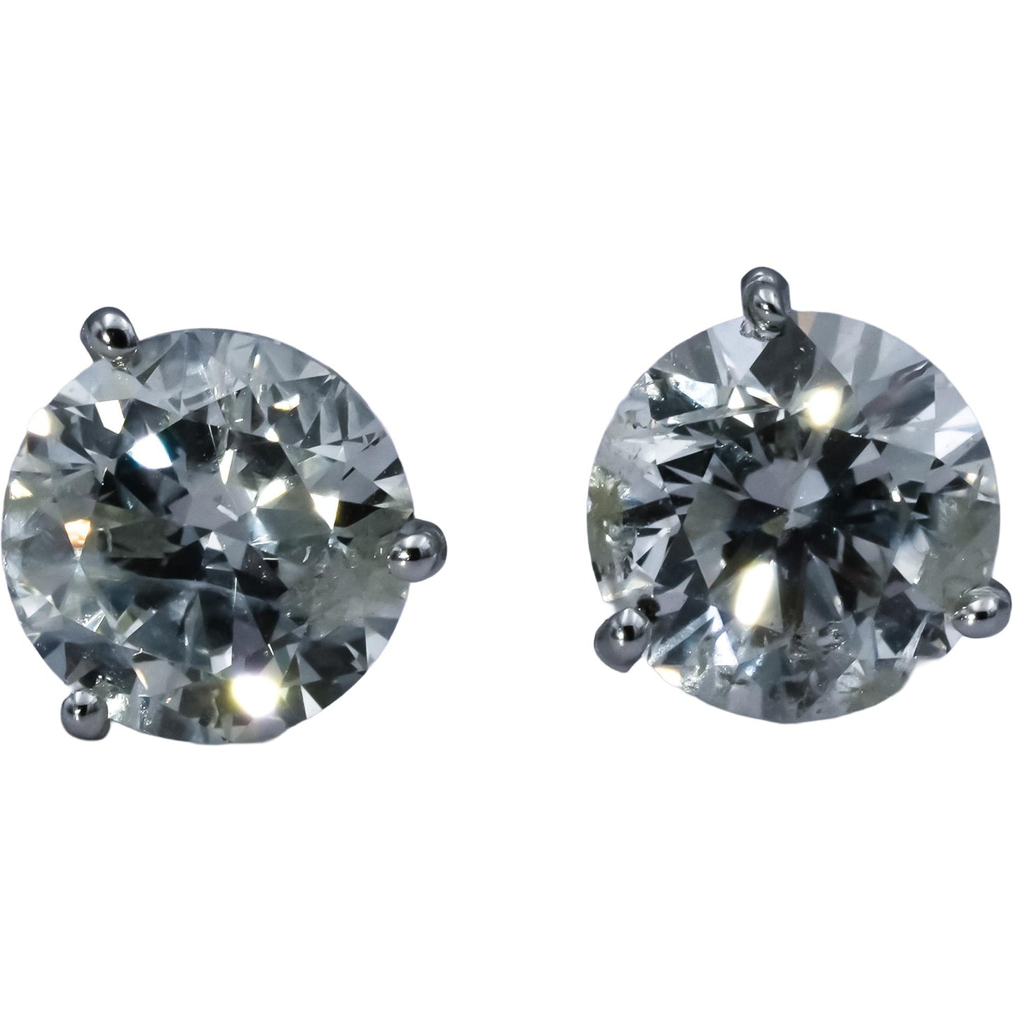 14k White Gold Round Diamond Martini Setting Stud Earrings 4.26CT
