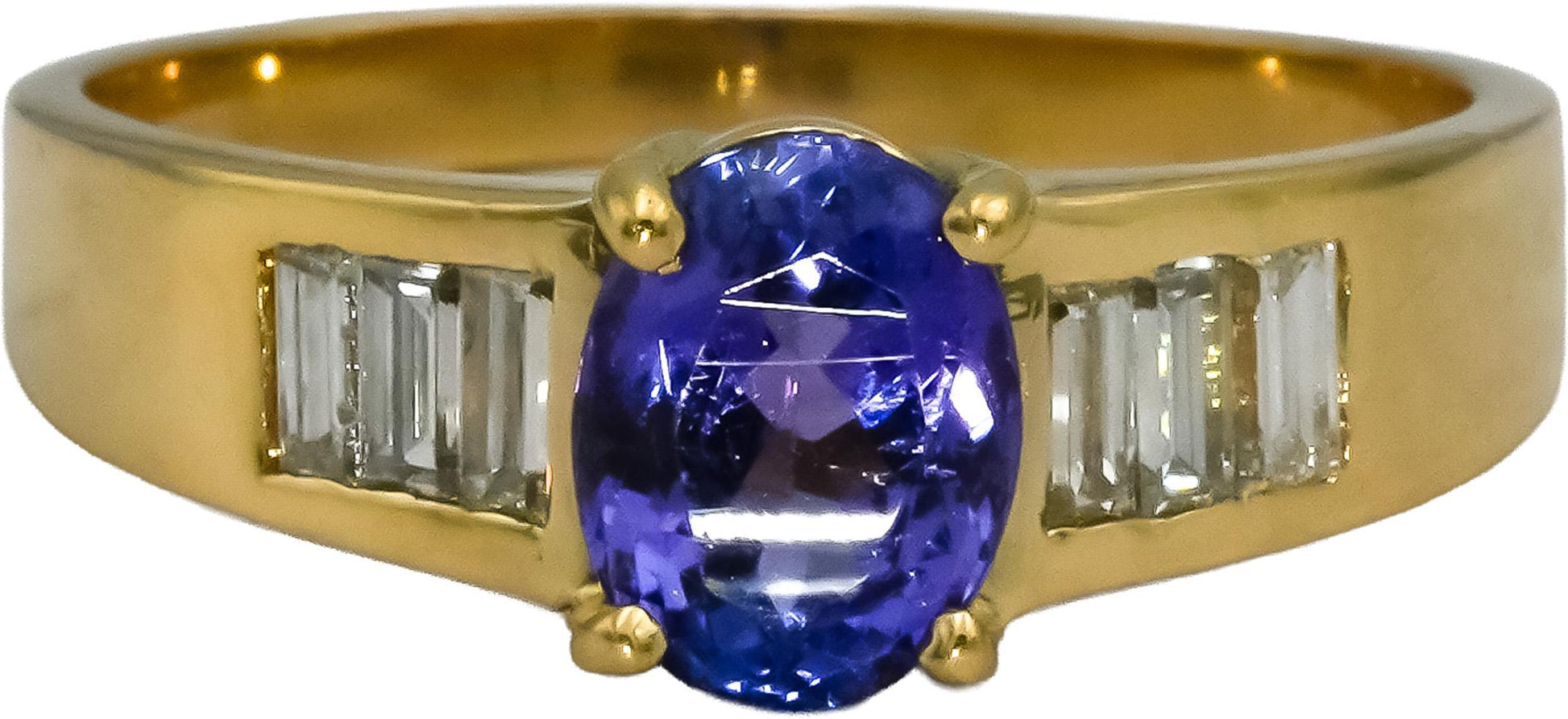 18k Yellow Gold VS Diamond and Tanzanite Cocktail Ring 1.89CT Size 9