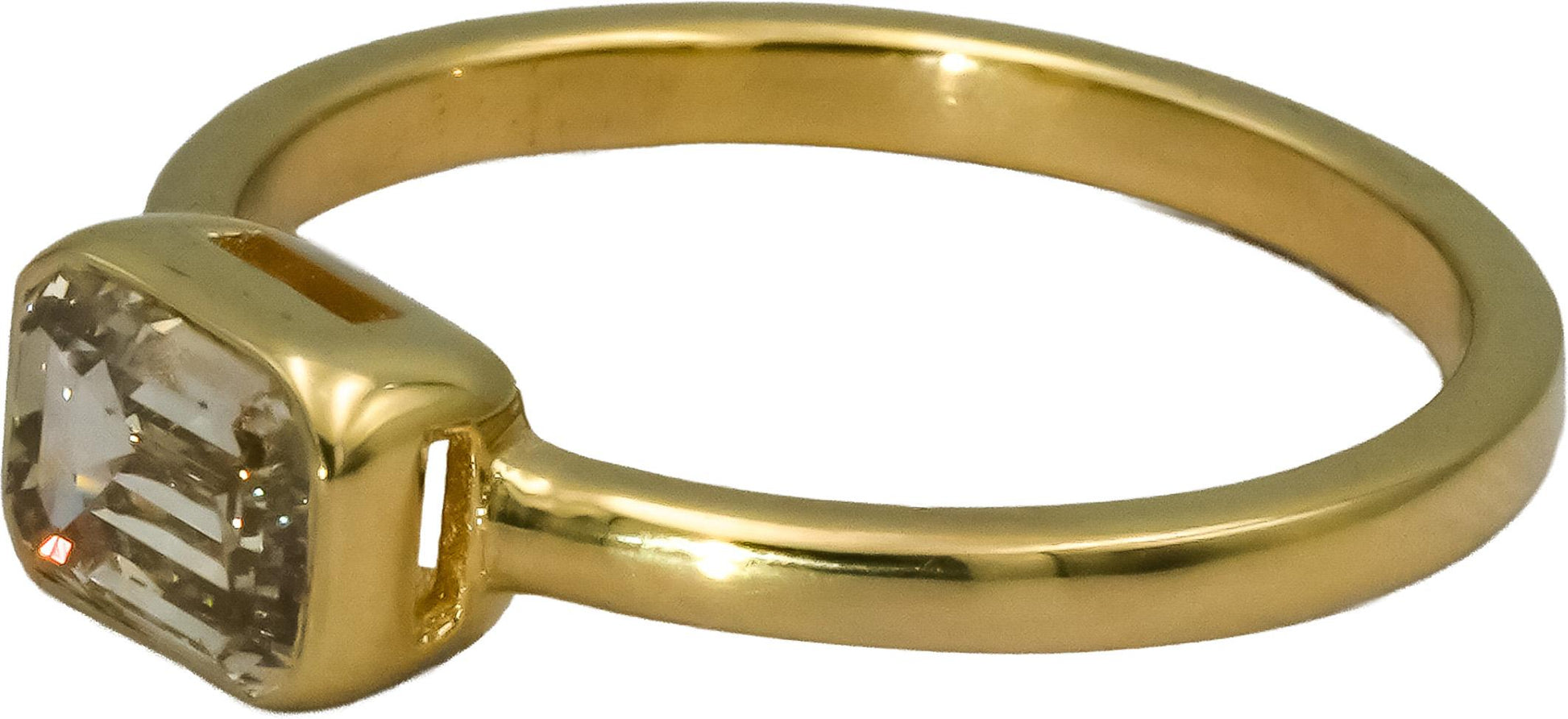 14k Yellow Gold Fancy Color Emerald Cut Diamond Solitaire Ring 1.01CT Size 6.5