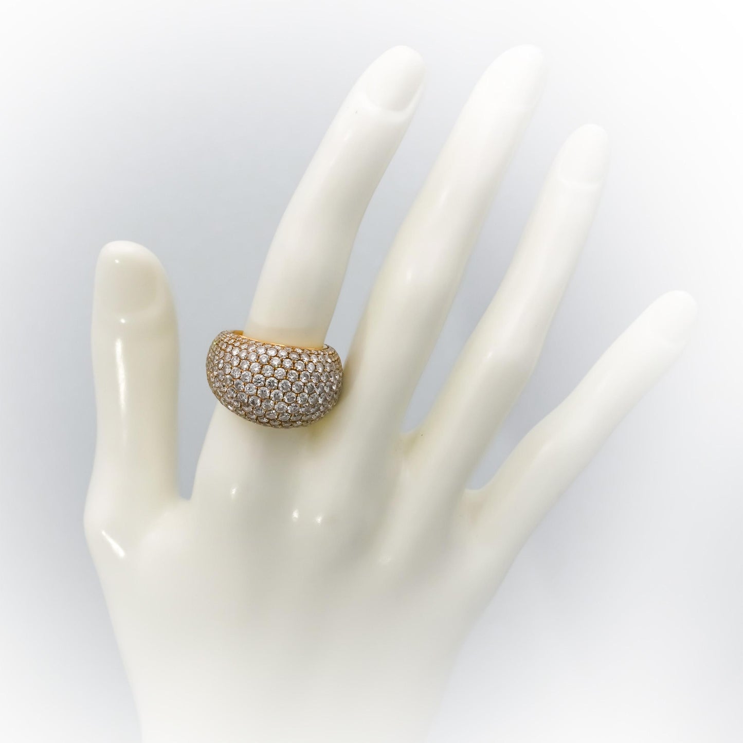 ODELIA 18k Yellow Gold VS Diamond Pave Dome Cocktail Ring 6.0CT Size 6