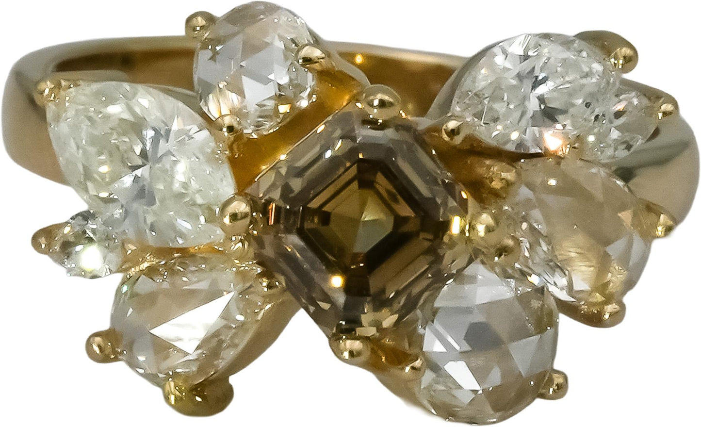 14k Yellow Gold VS Mixed Cuts Diamond Cocktail Ring 2.68CT Size 6.5