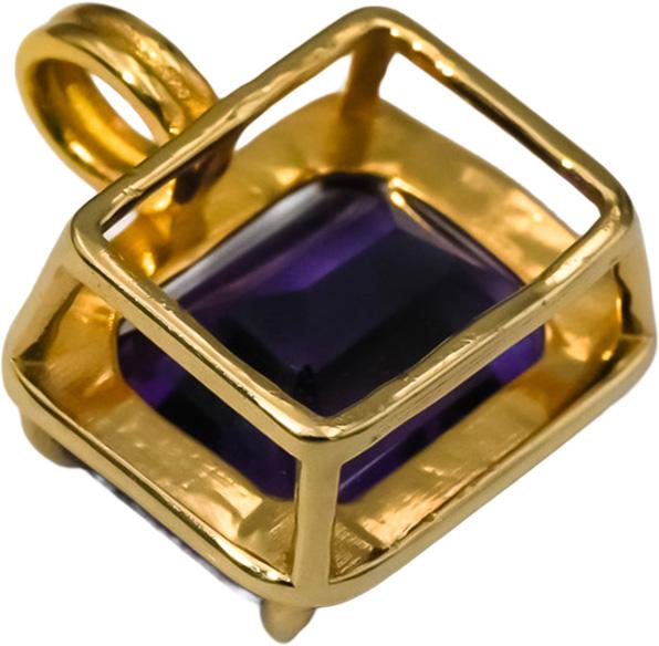 14k Yellow Gold Emerald Cut Amethyst Solitaire Pendant 2.0CT