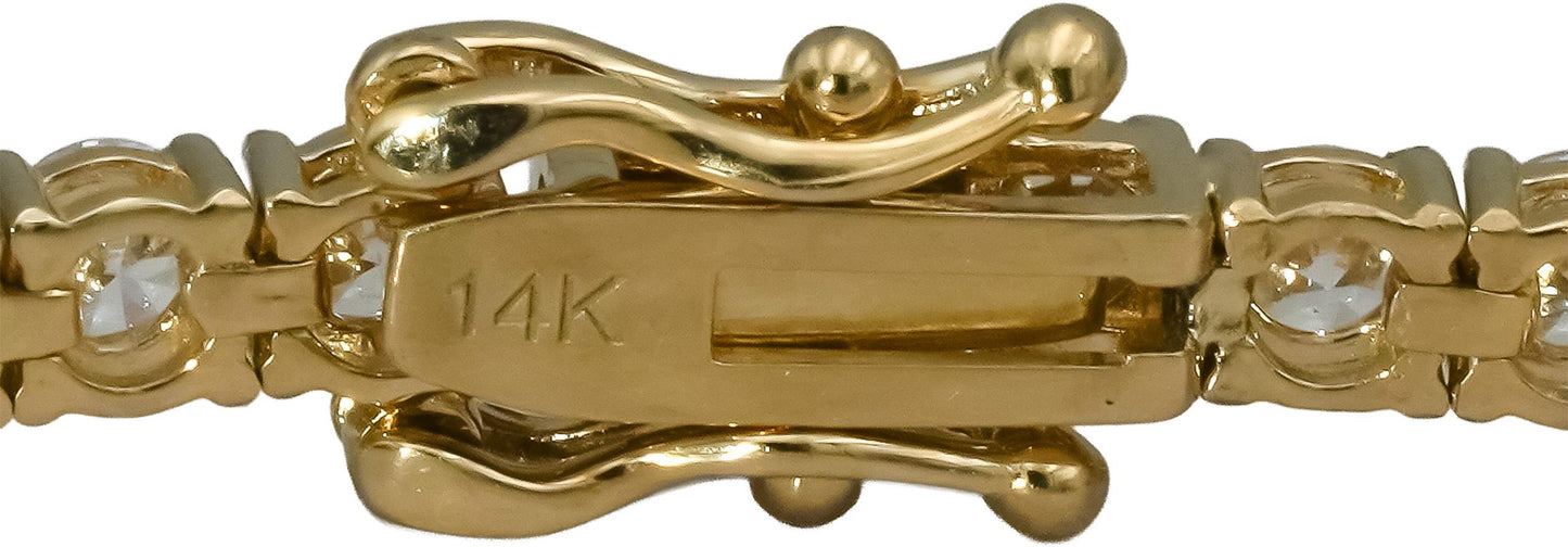 14k Yellow Gold Round Natural Diamond Tennis Bracelet 4.56CT