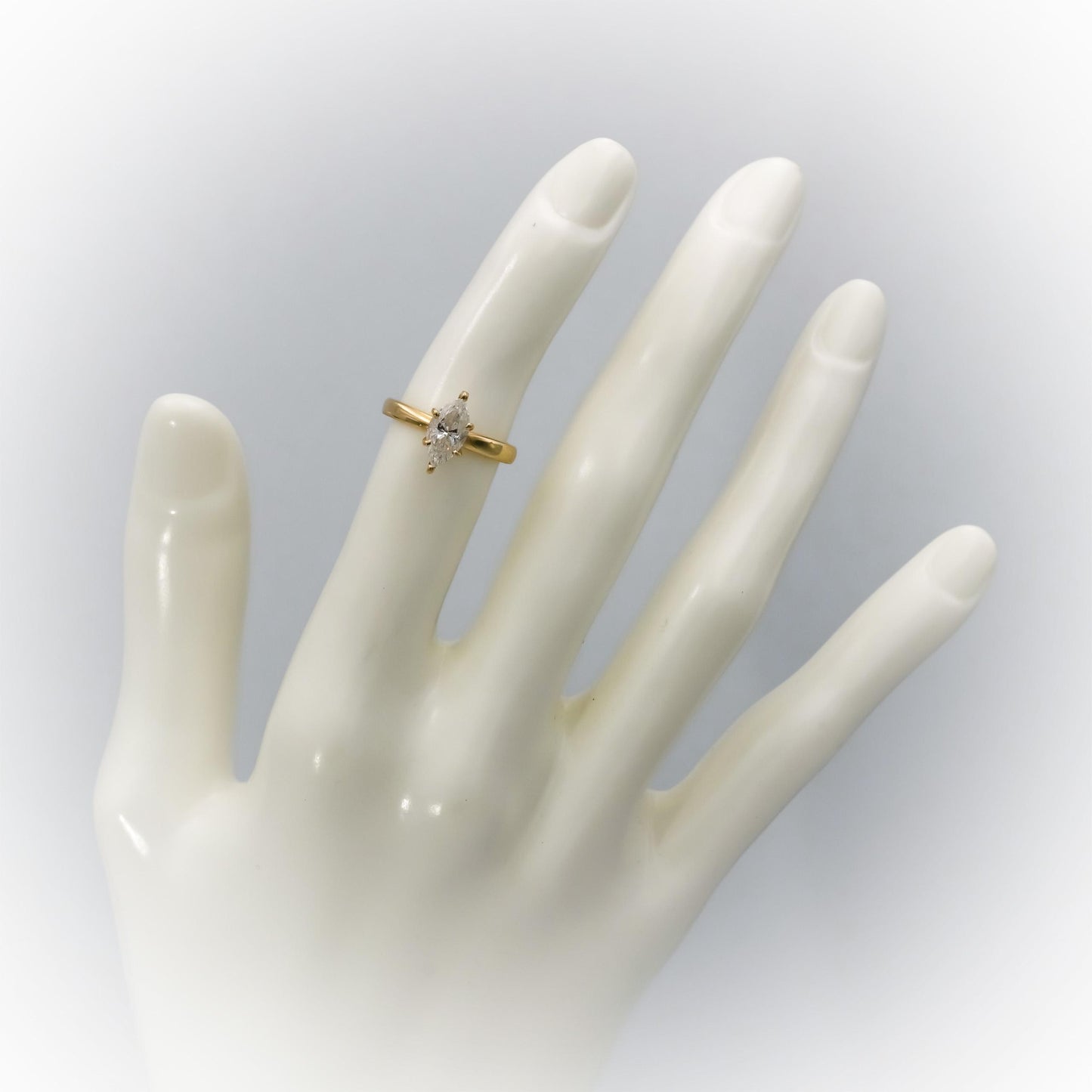 14k Yellow Gold Marquise Cut Diamond Solitaire Ring 0.82CT Size 4.5