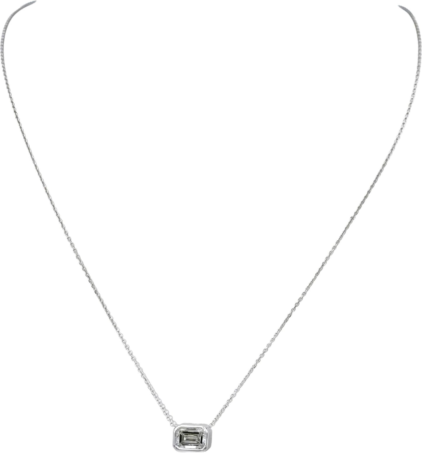 14k White Gold VS Emerald Cut Lab-Grown Diamond Pendant Necklace 1.62CT