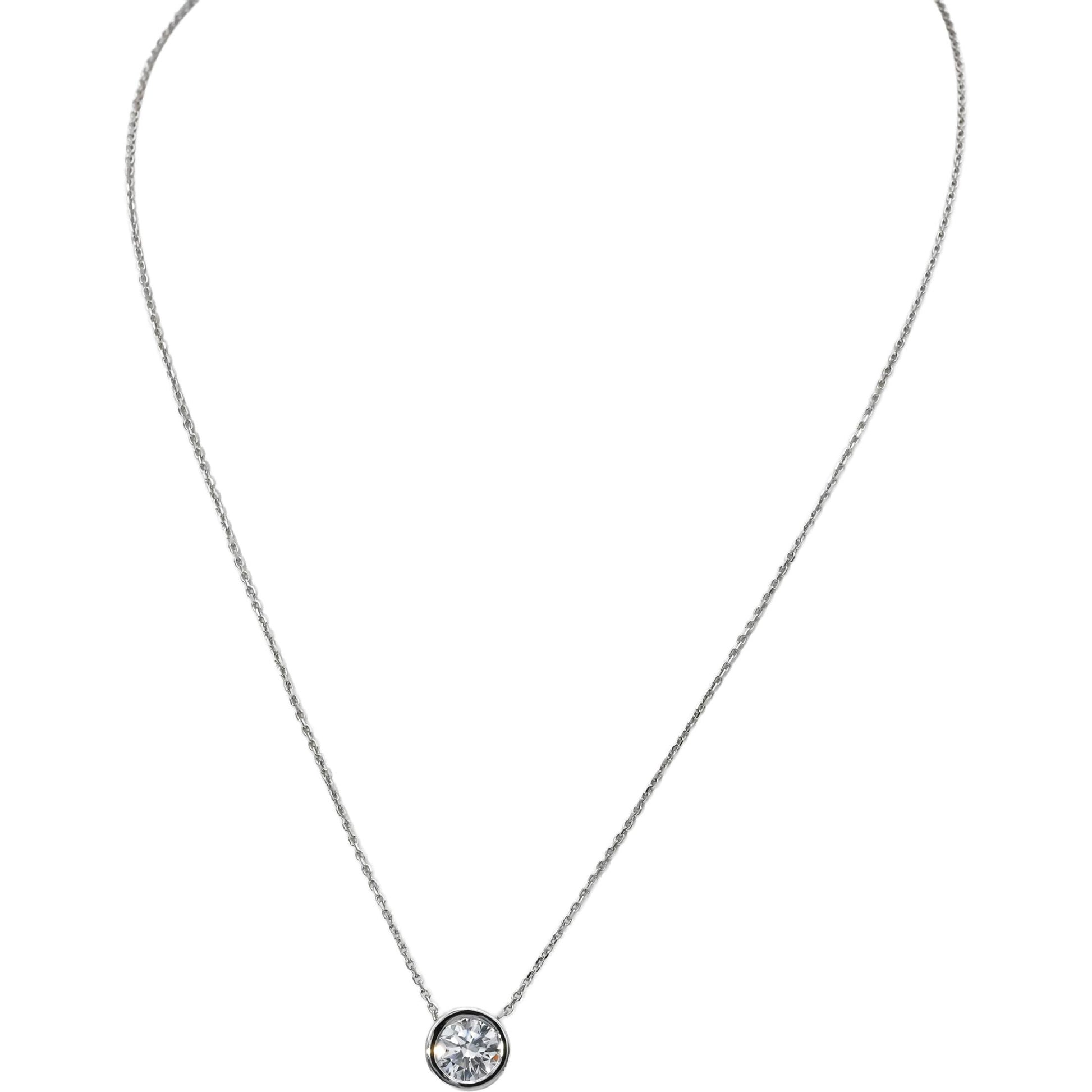 14k White Gold VS Round Lab-Grown Diamond Solitaire Pendant Necklace 1.56CT