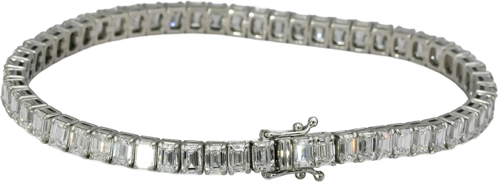 Platinum VS Emerald Cut Lab-Grown Diamond Tennis Bracelet 12.26CT