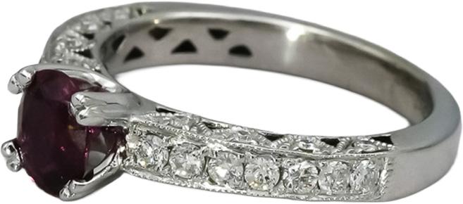 14k White Gold Diamond and Ruby Filigree Ring 1.25CT Size 6
