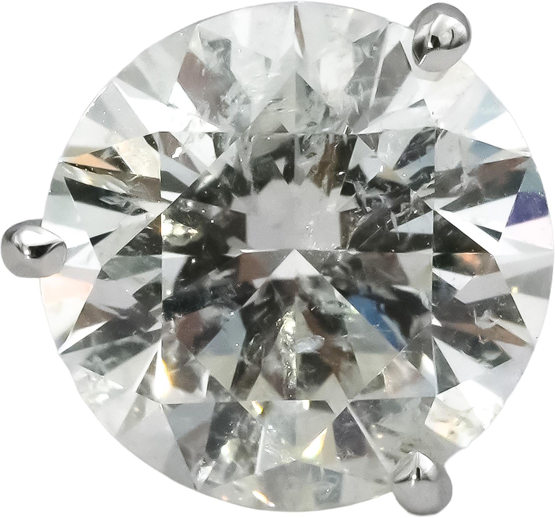 HRD Certified 14k White Gold Round Natural Diamond Martini Stud Earrings 6.02CT