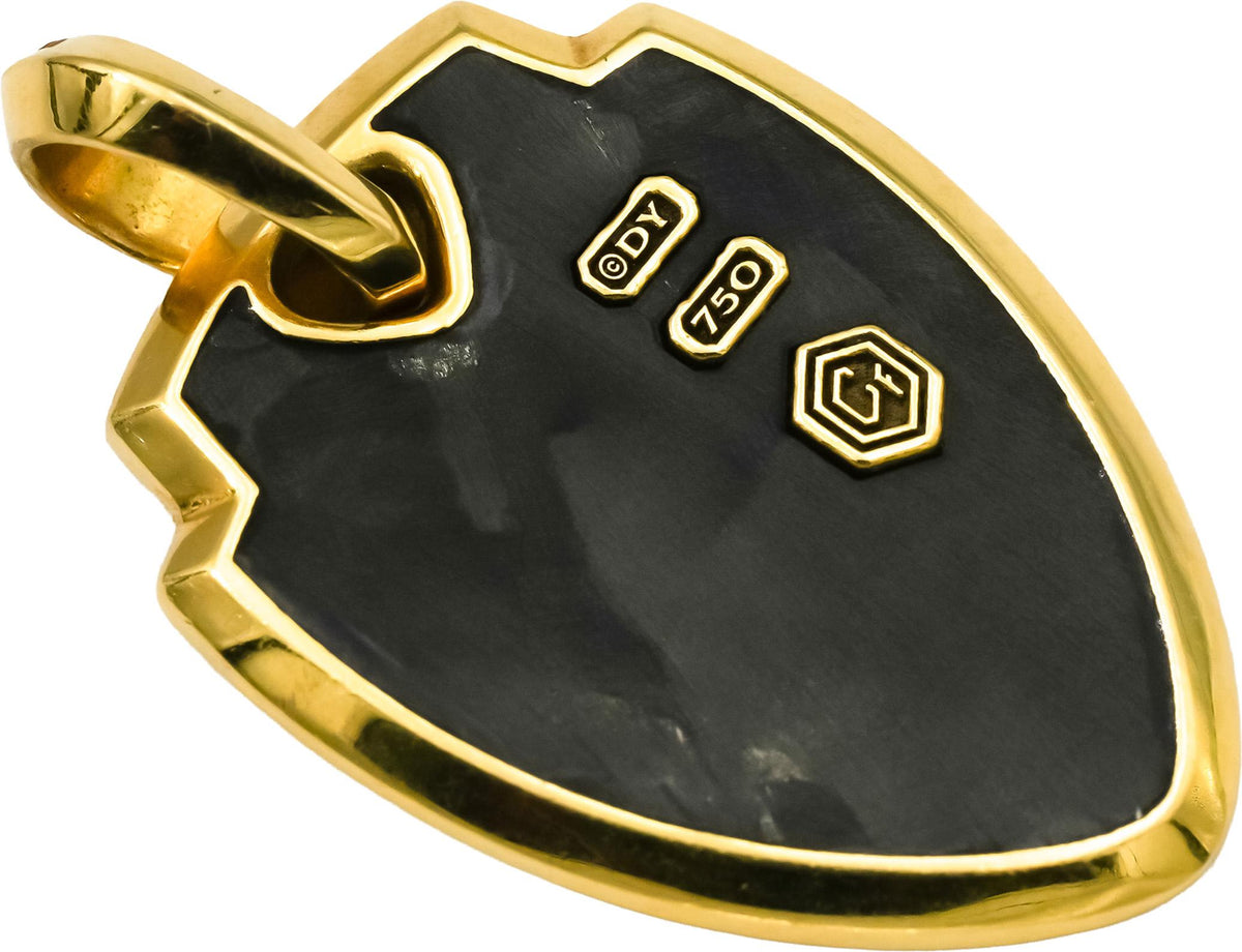 DAVID YURMAN 18k Yellow Gold Forged Carbon Waves Shield Pendant