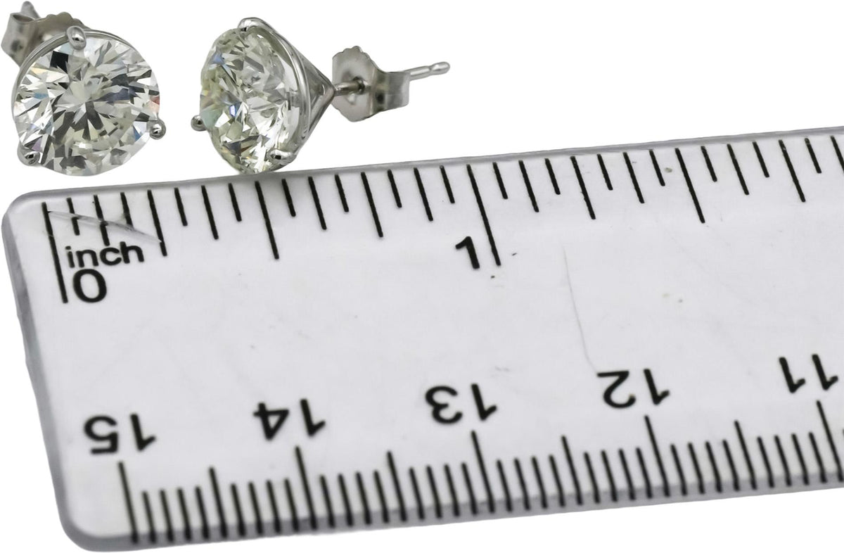 Certified 14k White Gold SI2/F-G Round Natural Diamond Stud Earrings 5.02CT