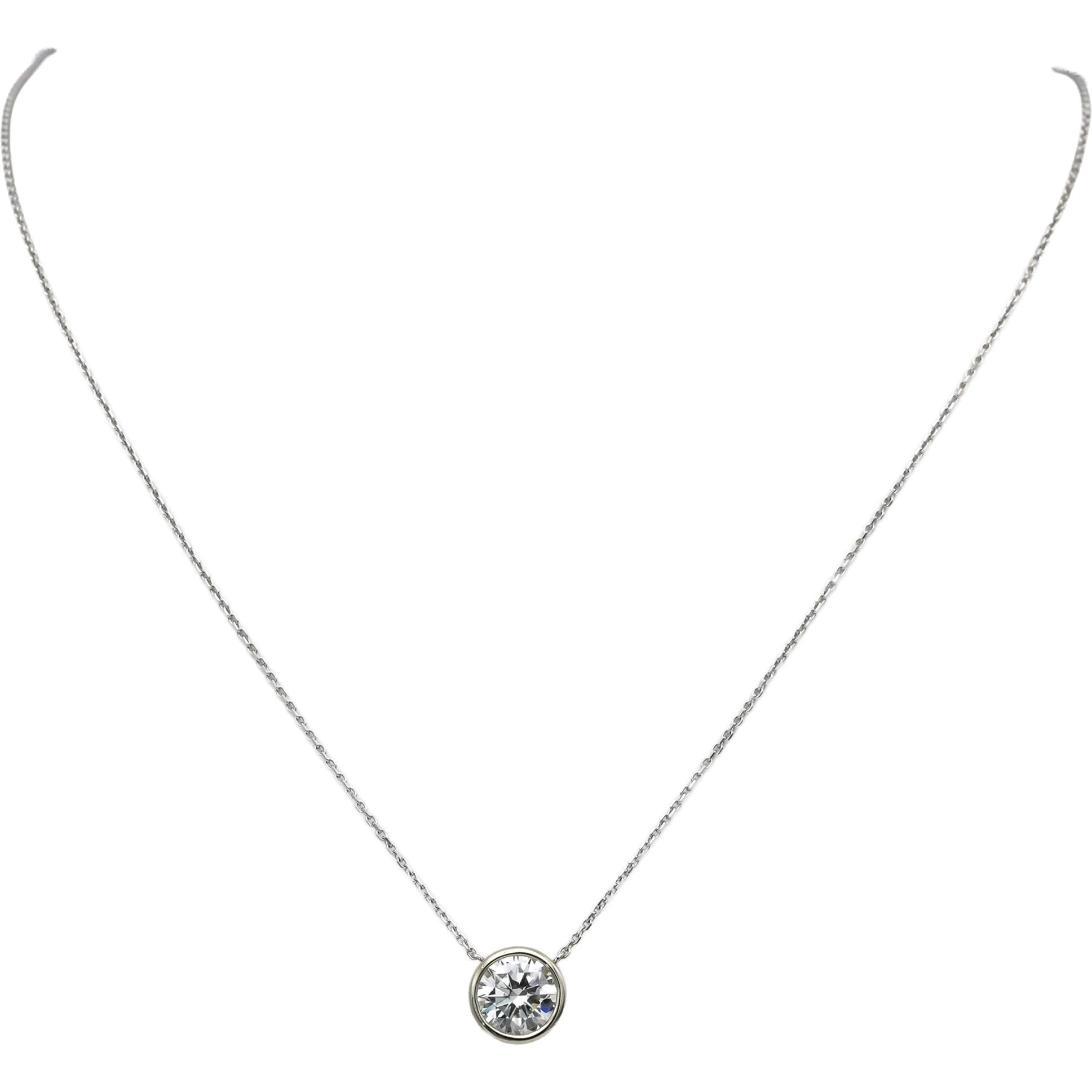14k White Gold VS Round Lab-Grown Diamond Solitaire Pendant Necklace 2.05CT