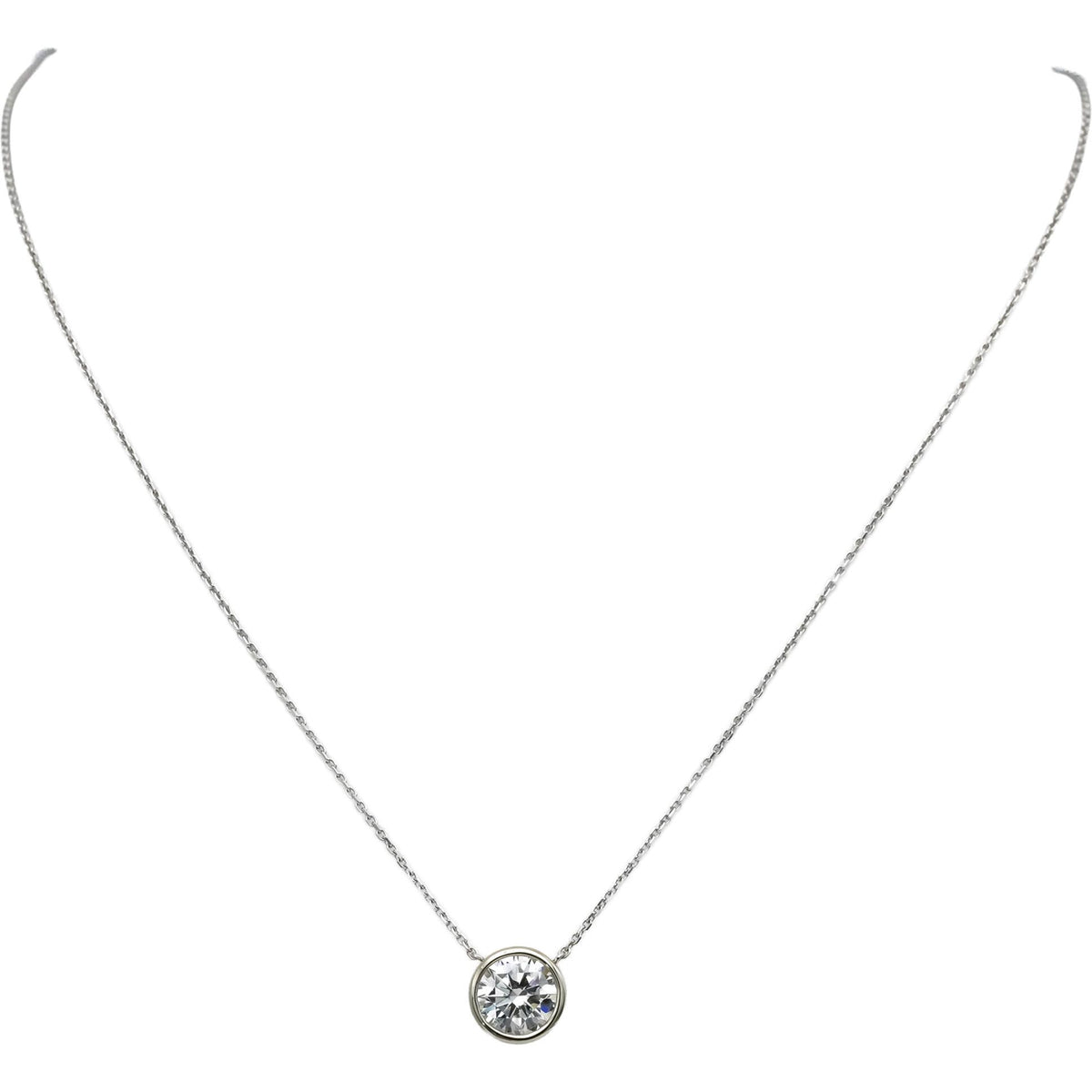 14k White Gold VS Round Lab-Grown Diamond Solitaire Pendant Necklace 2.05CT