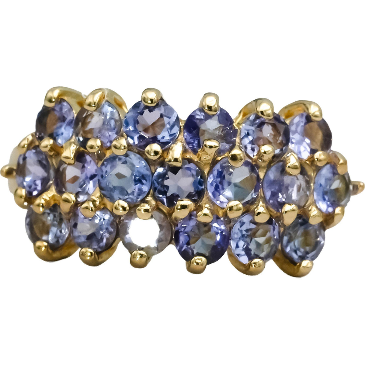 14k Yellow Gold Round Tanzanite Cluster Ring 1.50CT Size 6.75