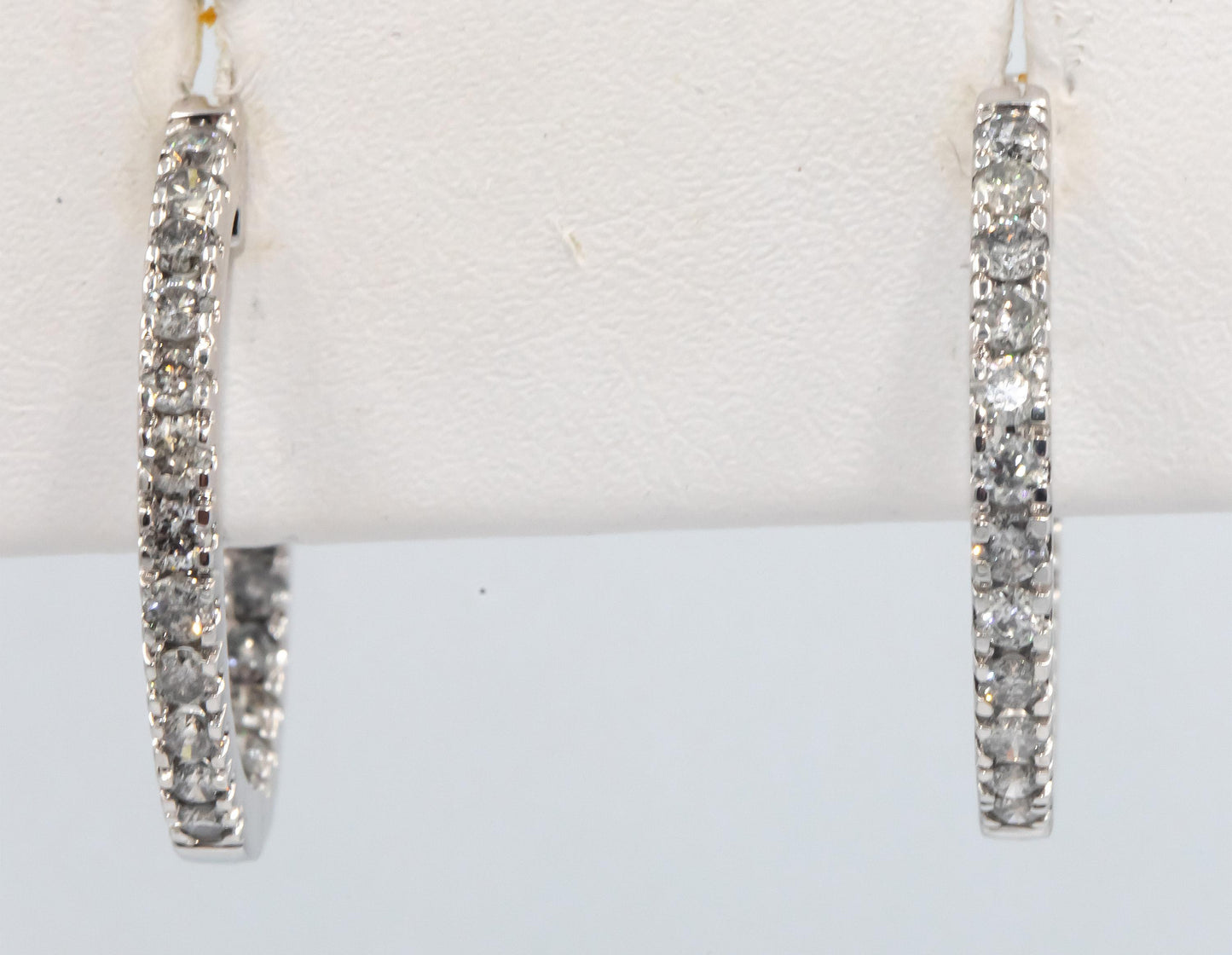 10k White Gold 1.50CT Diamond Inside Out Hoop Earrings