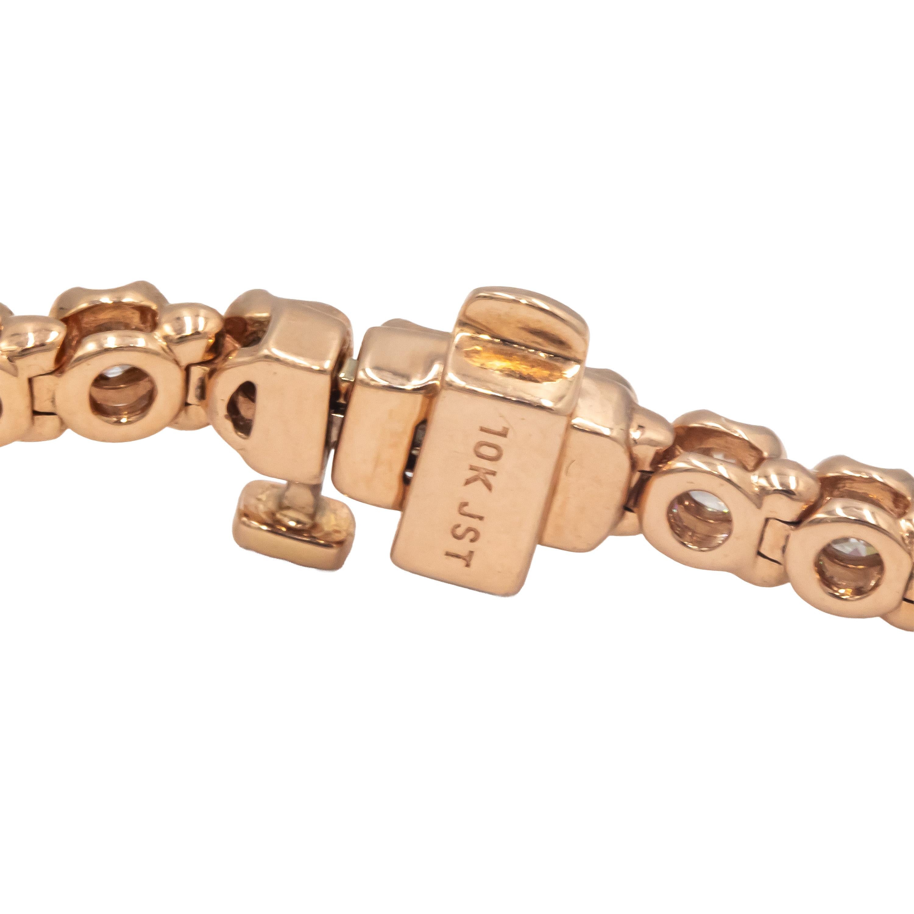 10k Rose Gold Round Diamond Formal Tennis Bracelet 4.0CT