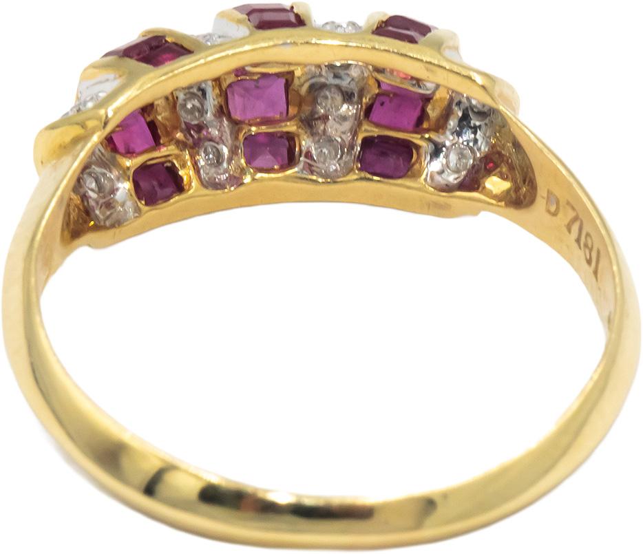 KALATI 18k Yellow Gold 0.60CT Diamond and Ruby Band Ring Size 7.5