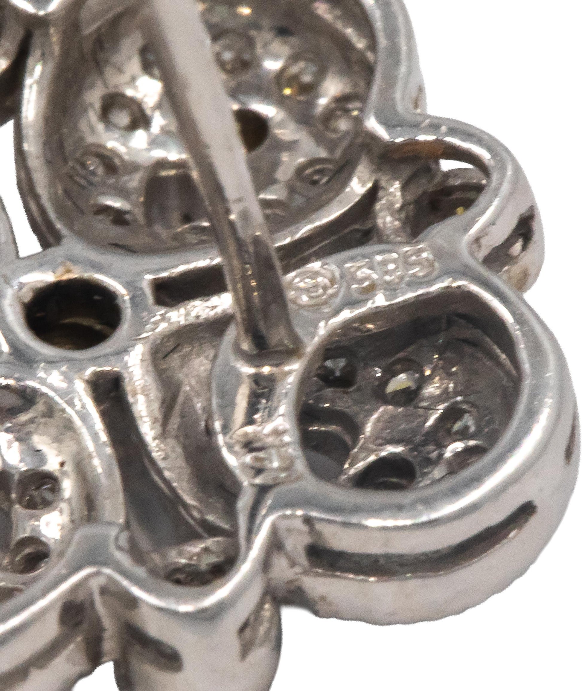 14k White Gold 0.50CT Diamond Floral Cluster Earrings