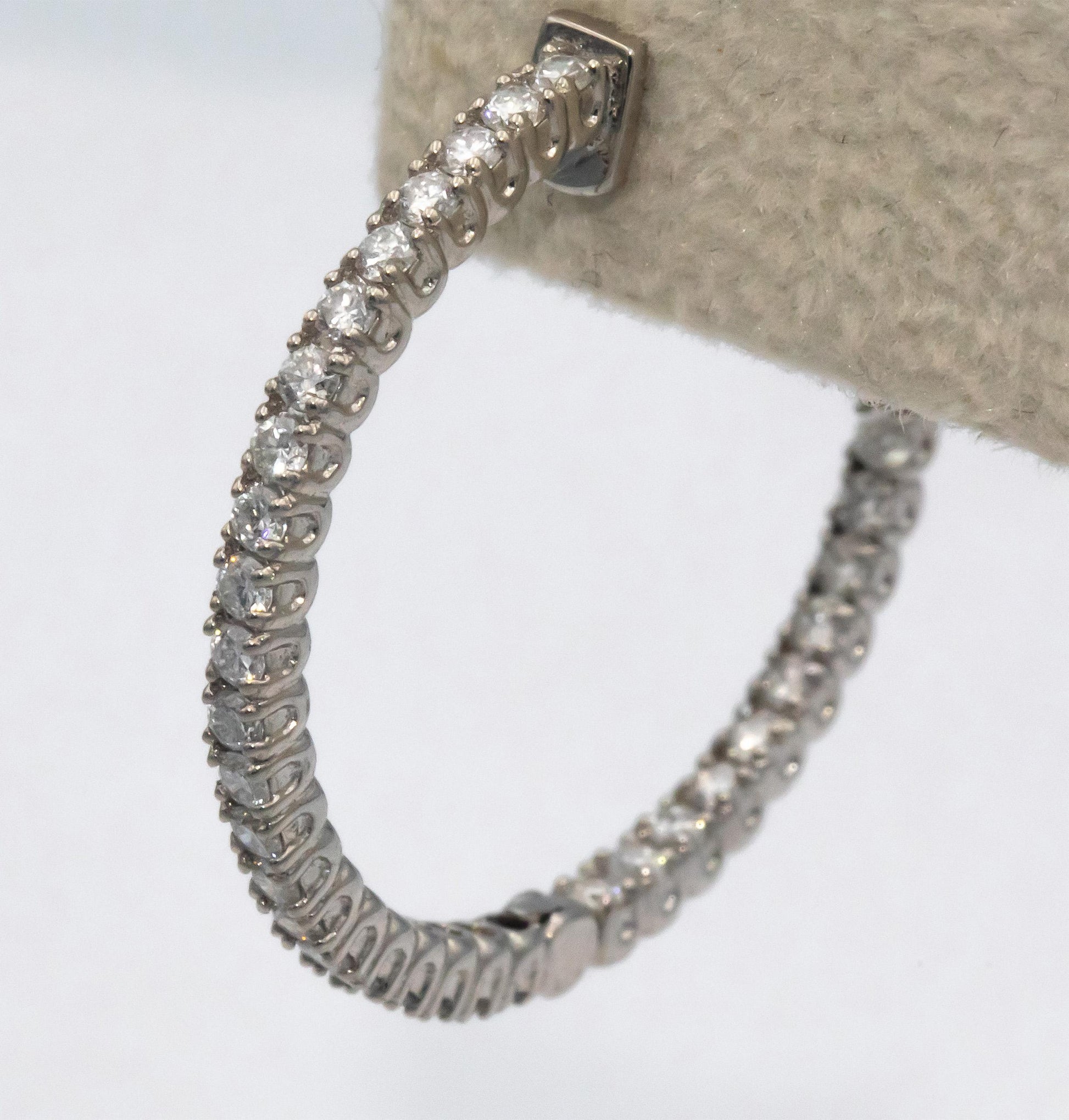 14k White Gold 1.50CT Diamond Inside Out Hoop Earrings