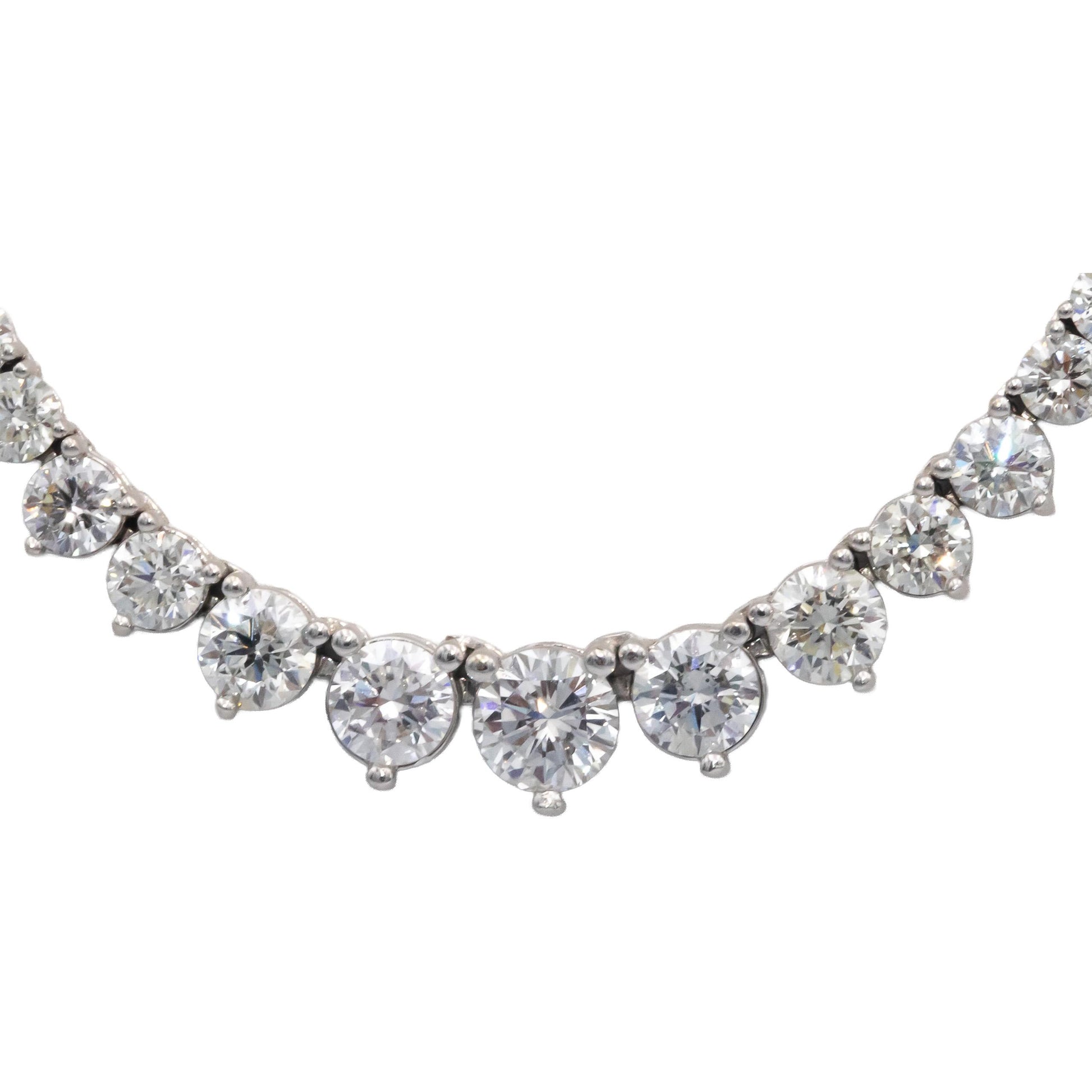 Diamond 14K White Gold VS Graduated Width Riviera Necklace 10.35CT