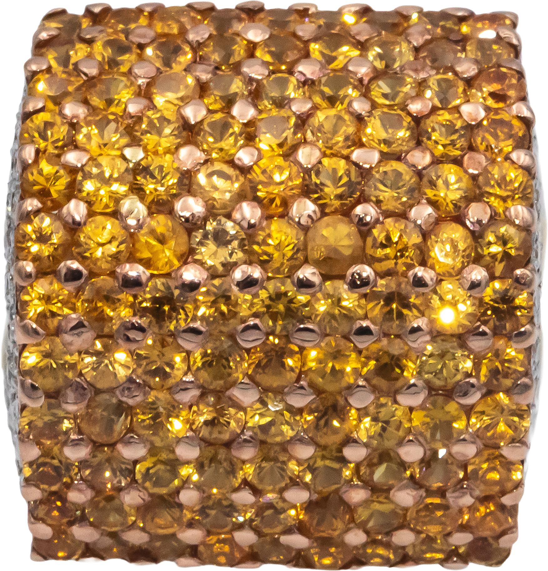 14k Yellow Gold 3.50CT Diamond and Yellow Sapphire Cluster Dome Ring Size 6.25