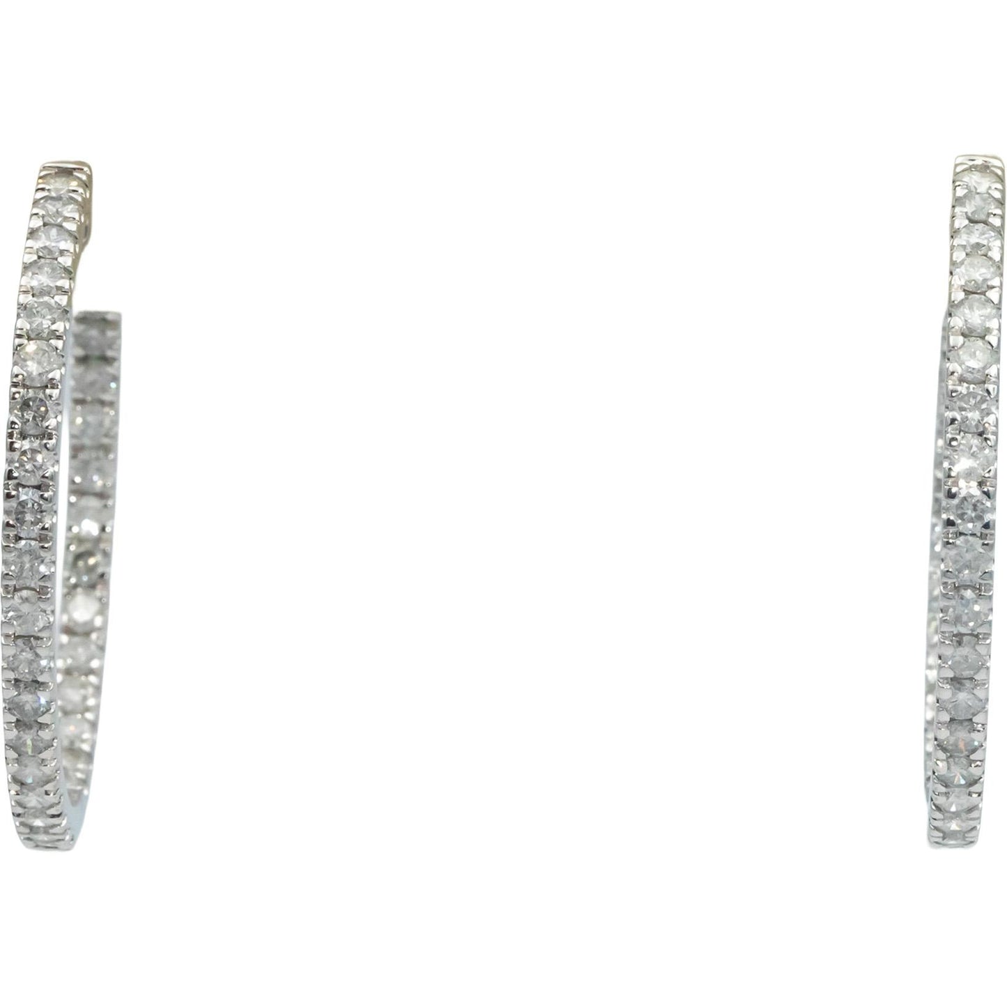 10k White Gold Round Cut Diamond Inside Out Hoop Earrings 5.0CT