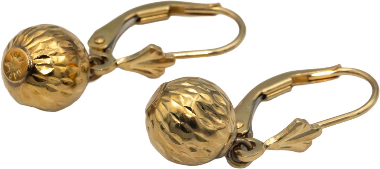 14k Yellow Gold Ball Drop Dangle Earrings 8mm