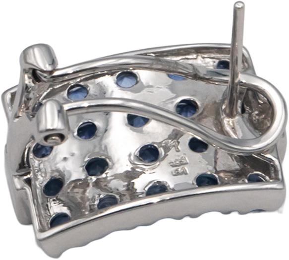 14k White Gold 3.29CT Diamond and Sapphire Cluster Earrings