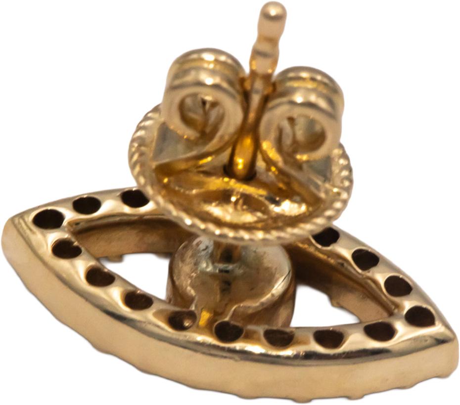 14k Yellow Gold 0.73CT Diamond and Sapphire Evil Eye Stud Earrings