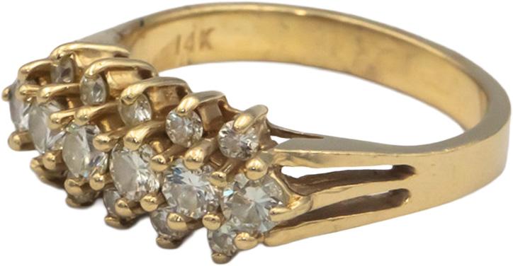 14k Yellow Gold 1.0CT VS Diamond Three Row Anniversary Band Ring Size 6.5