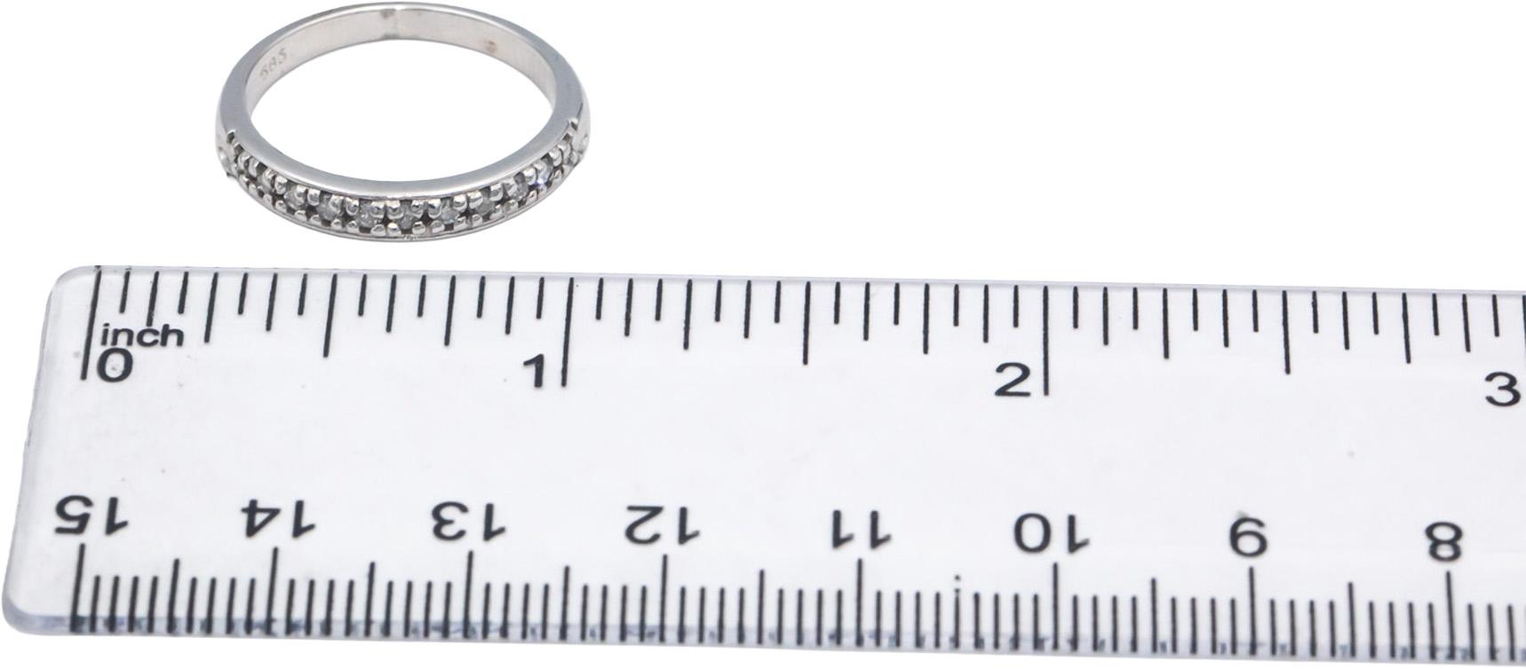 14k White Gold 0.16CT Round Cut Diamond Band Ring Size 6.5