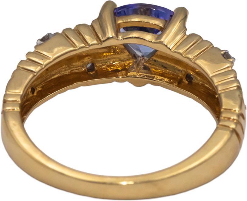 14k Yellow & White Gold Jewelry Diamond and Tanzanite Ring 0.81CT Size 7