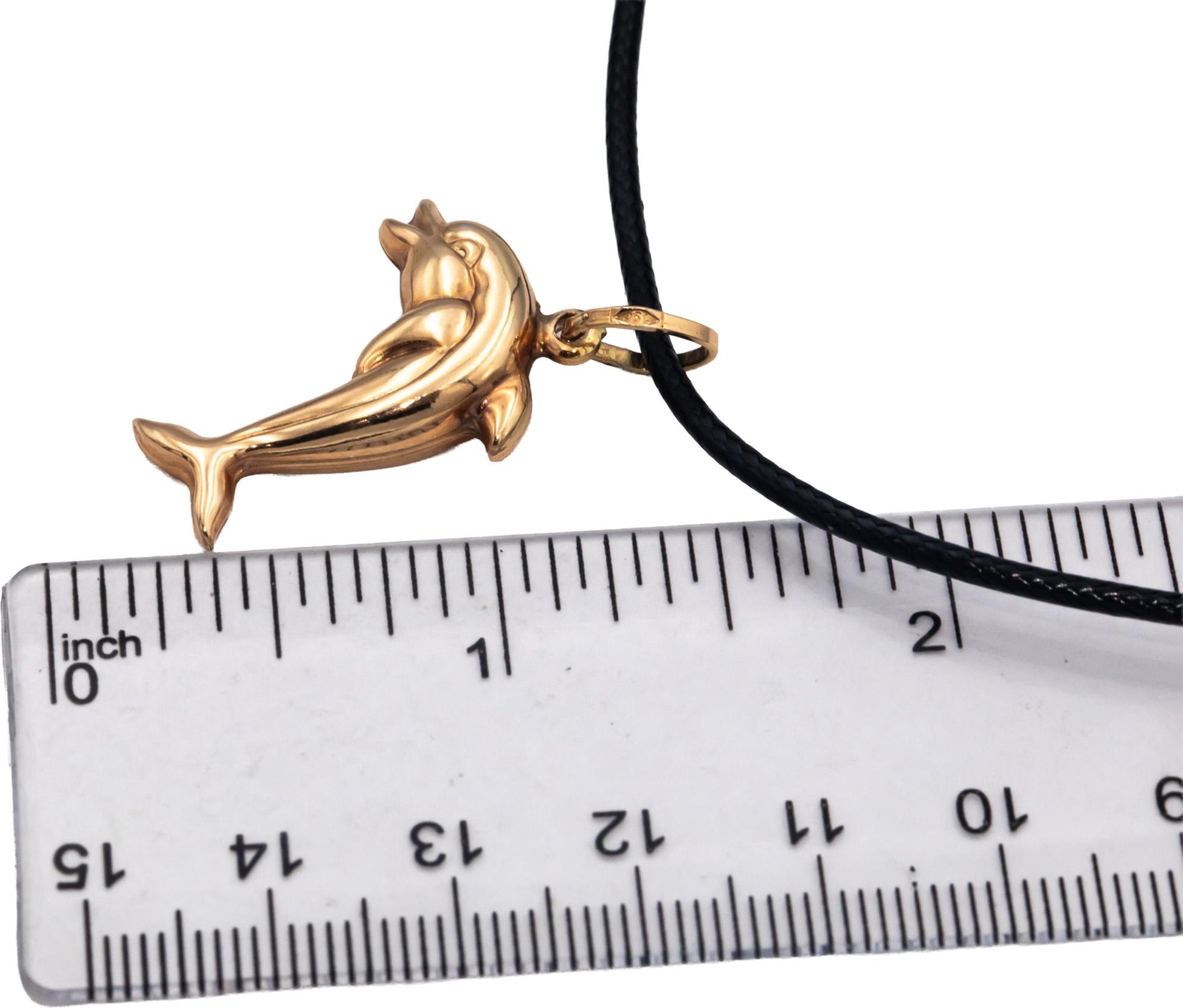 18k Yellow Gold Jewelry Dolphin Porpoise Pendant Necklace