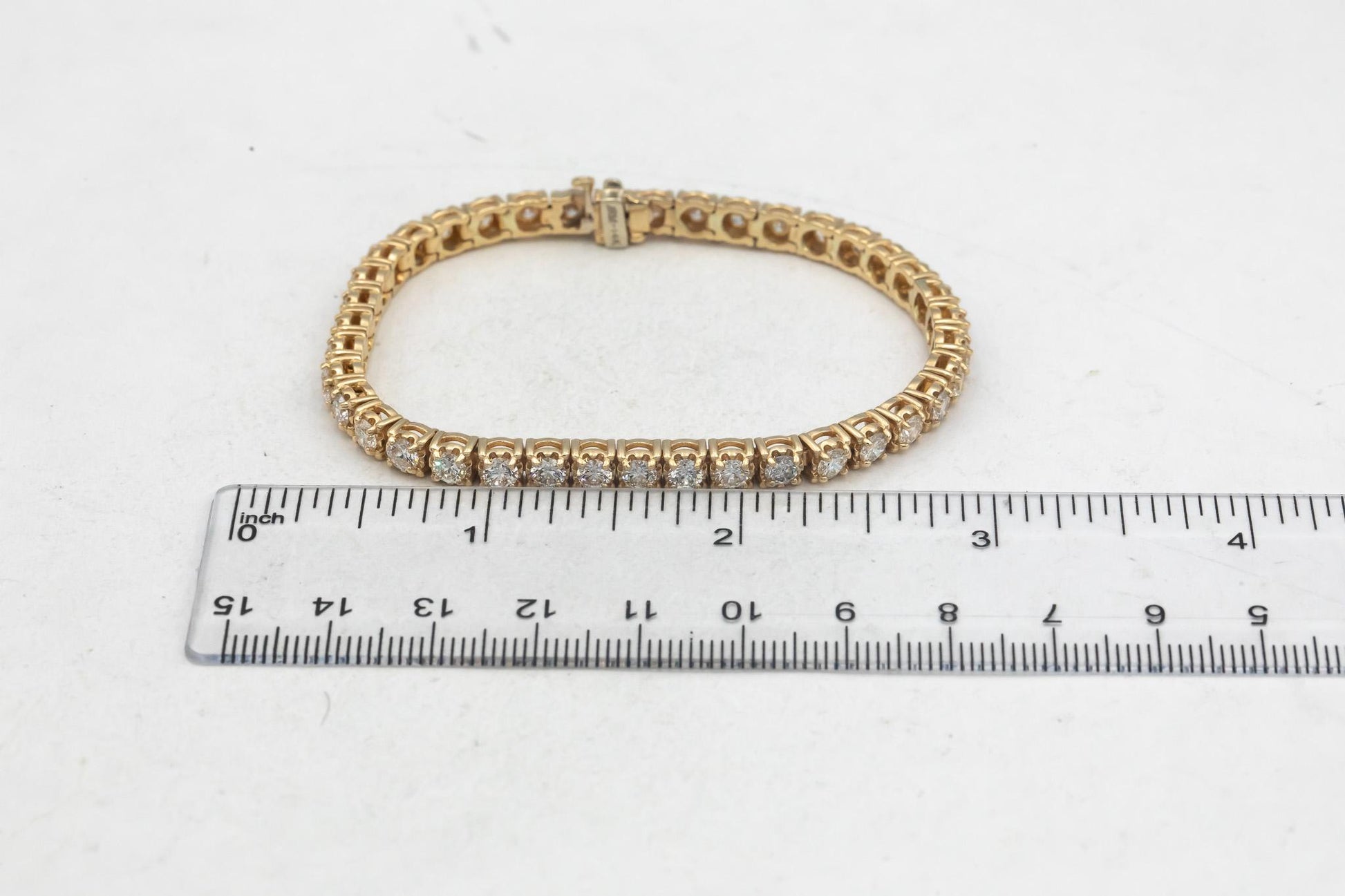14k Yellow Gold Round Lab Grown Diamond Tennis Bracelet 6.0CT