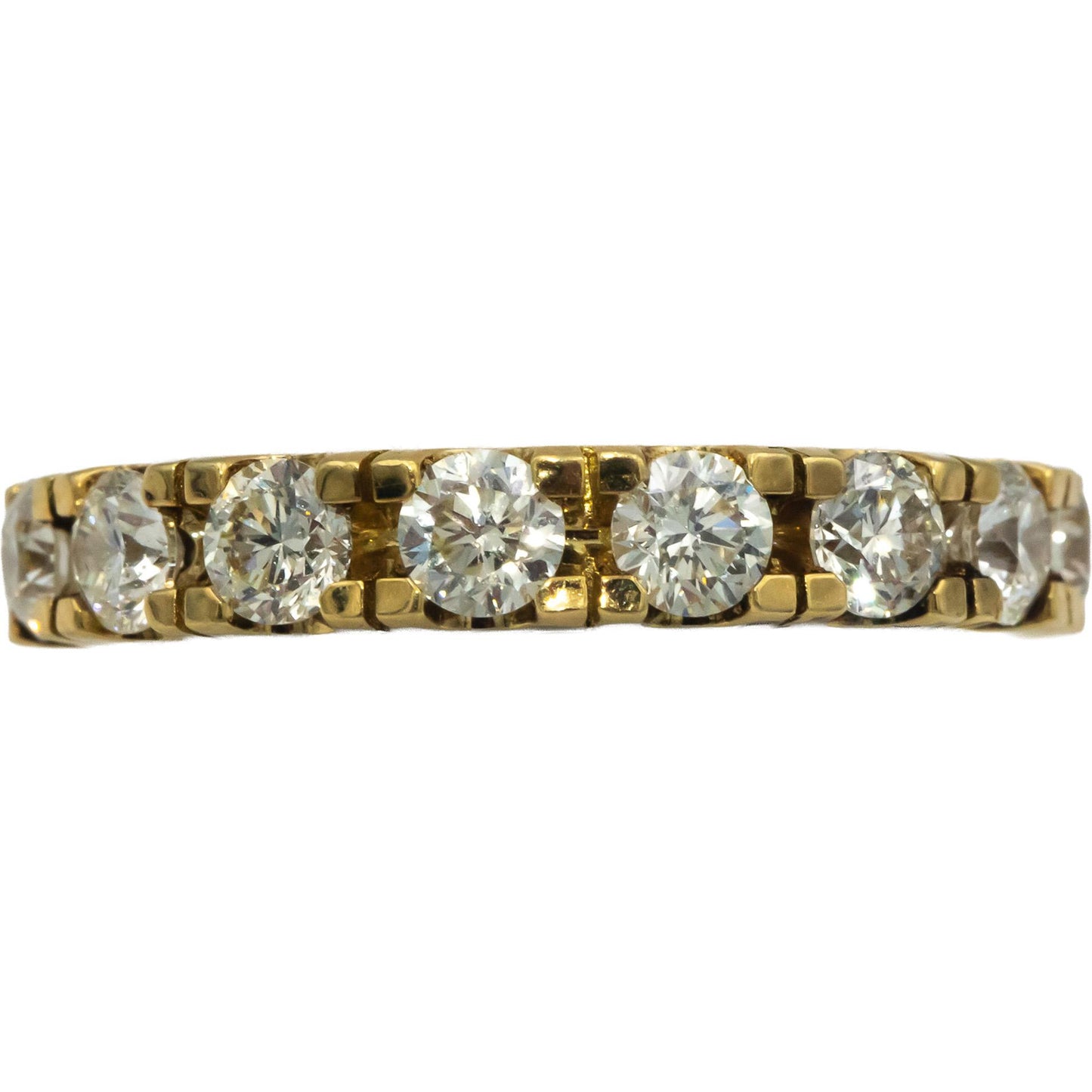 18k Yellow Gold 1.66CT VS Round Cut Diamond 9-Stone Band Ring Size 7.5