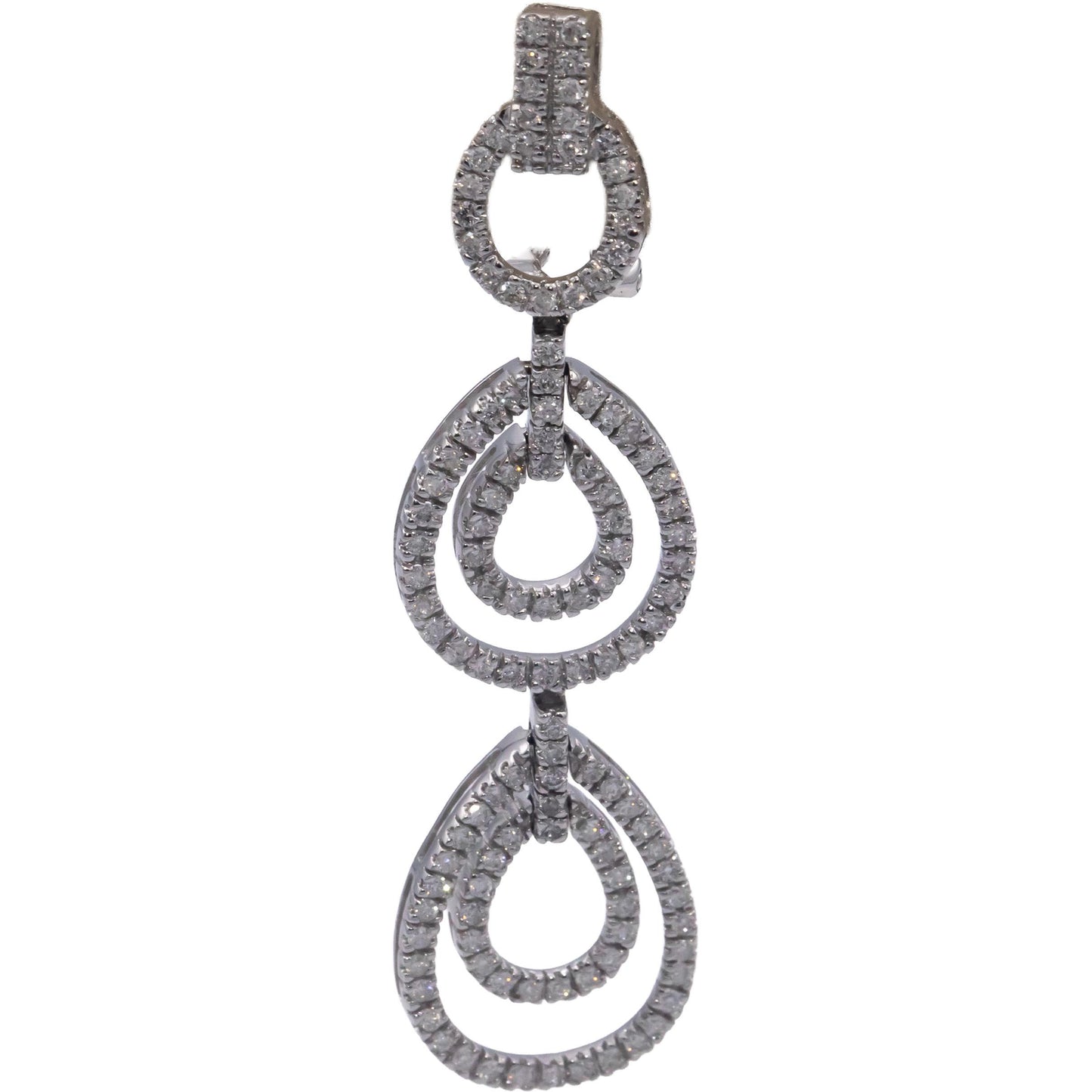 14k White Gold Round Diamond Drop Dangle Halo Earrings 1.50CT