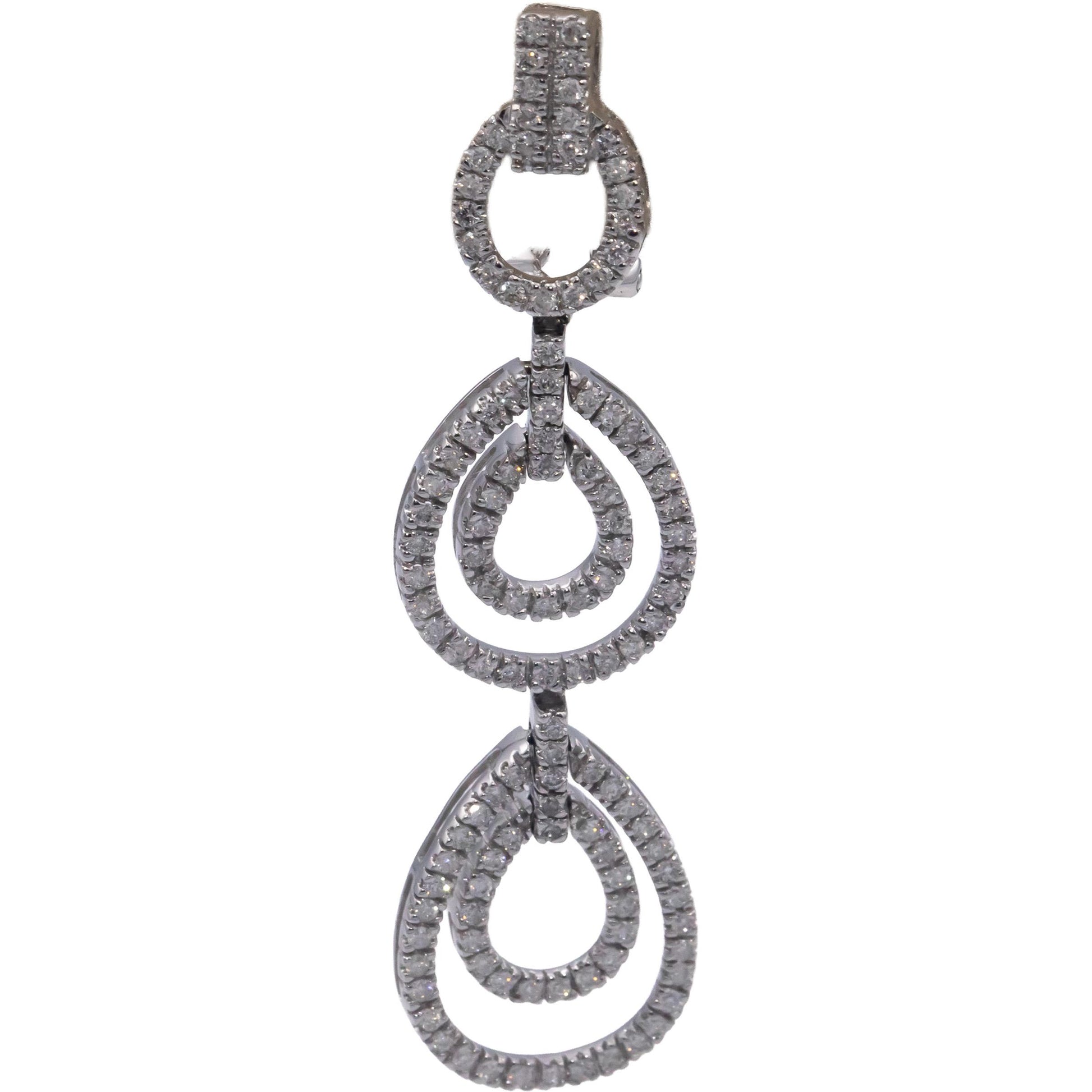 14k White Gold Round Diamond Drop Dangle Halo Earrings 1.50CT