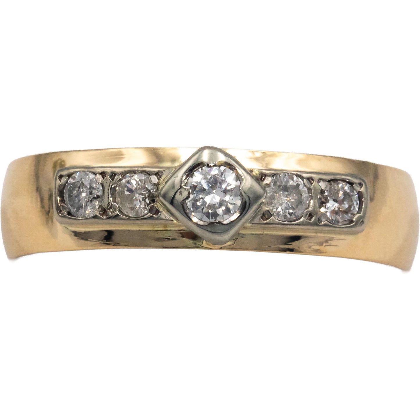 14k Yellow Gold Jewelry 0.33CT Round Cut Diamond Men's Ring Size 10.25