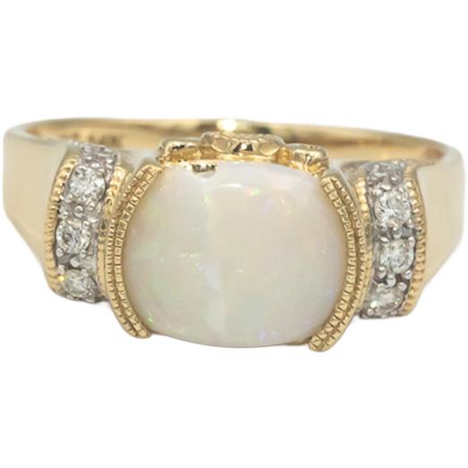 14k Yellow Gold 1.75CT Diamond Opal Tourmaline Ring Size 8.25