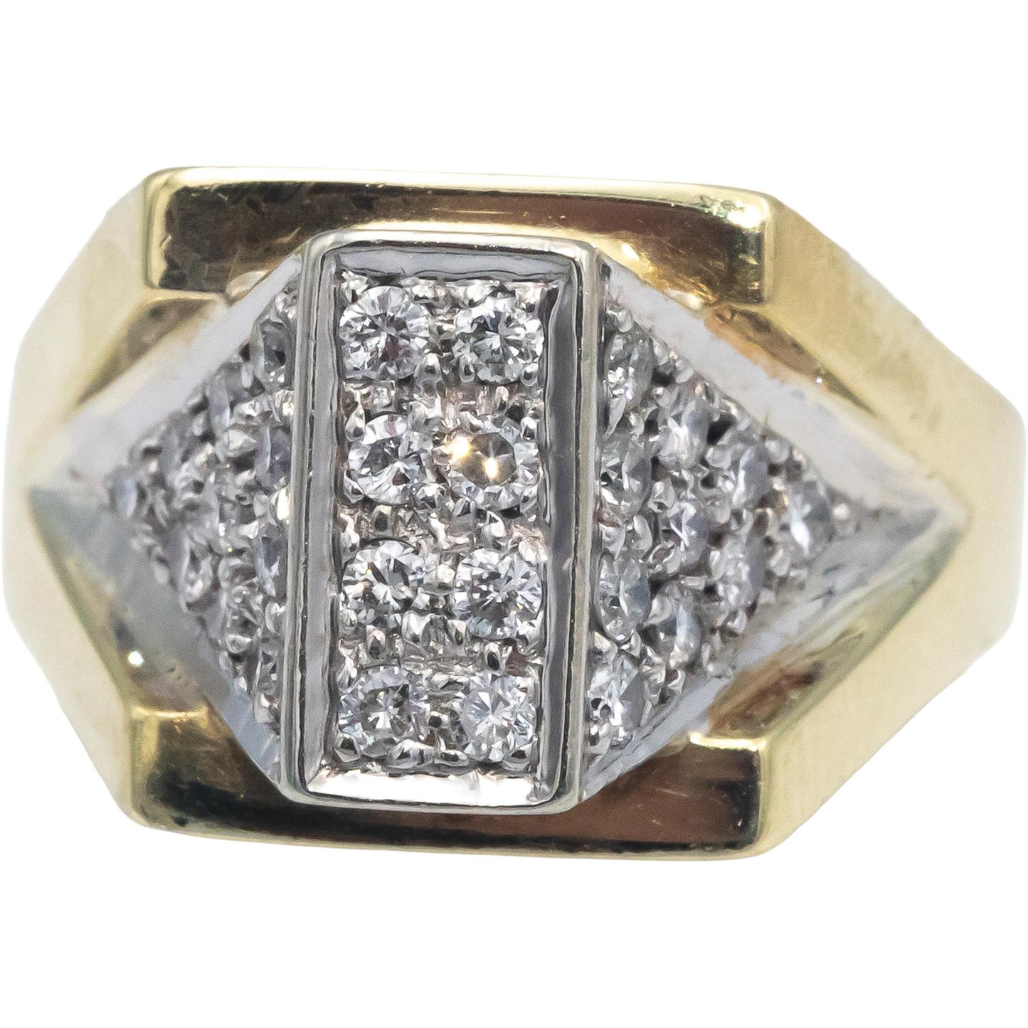 Vintage Retro 14k White & Yellow Gold 0.50CT Round Cut Diamond Ring Size 6.75