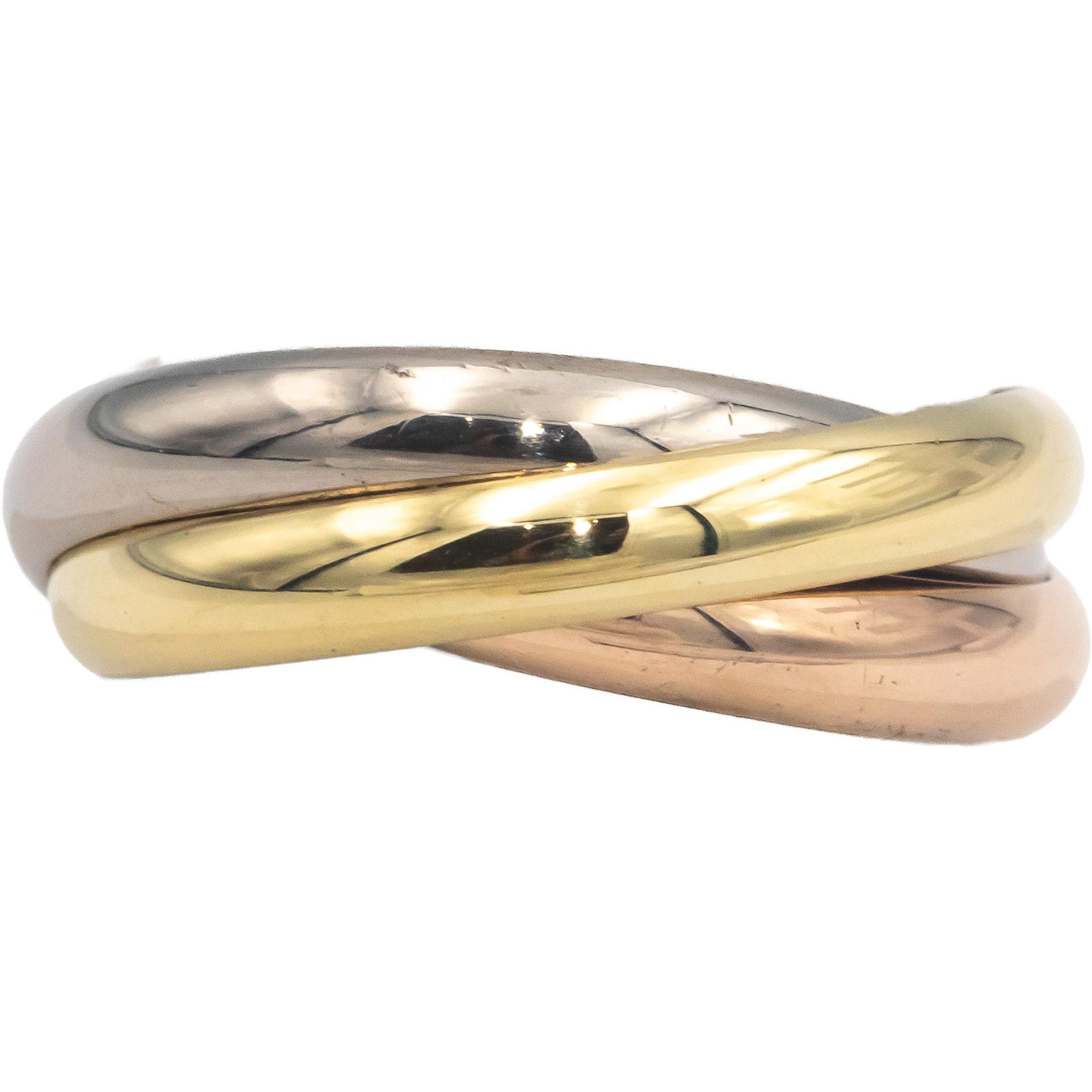 CARTIER 18k White Rose Yellow Gold Trinity Rolling Band Ring Size 6.5 Euro 59