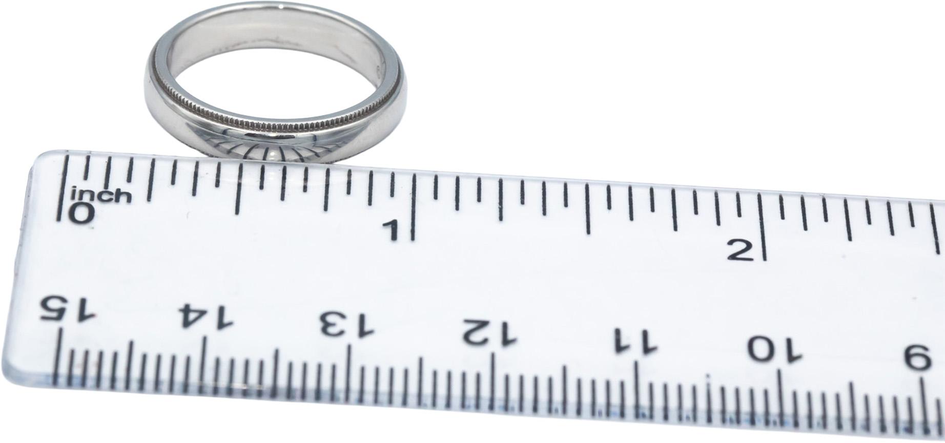 TIFFANY & CO. Platinum Jewelry Milgrain Edge Wedding Band Ring Size 5.5