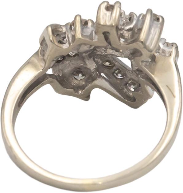 Antique Vintage 14k White Gold VS Diamond Ribbon Cocktail Ring 0.40CT Size 4.5