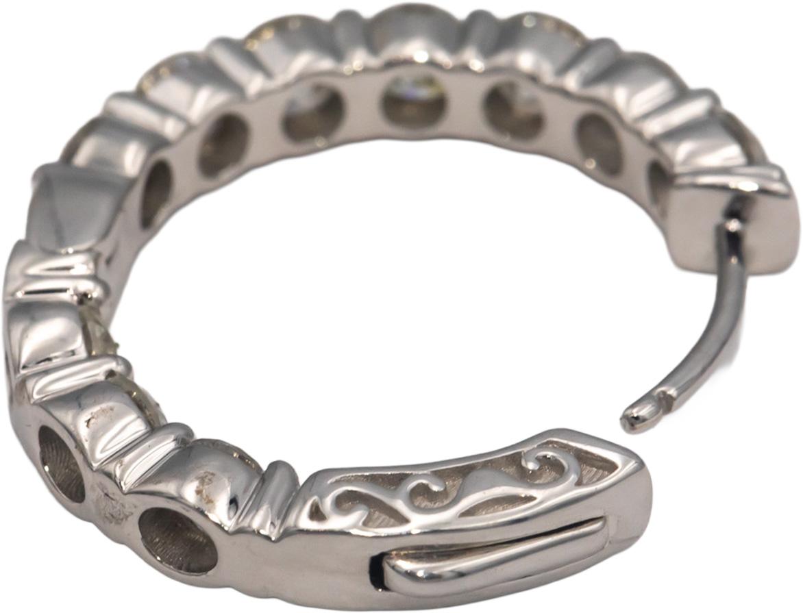 Diamond Round Cut 14k White Gold Jewelry Inside Out Hoop Earrings 5.0CT