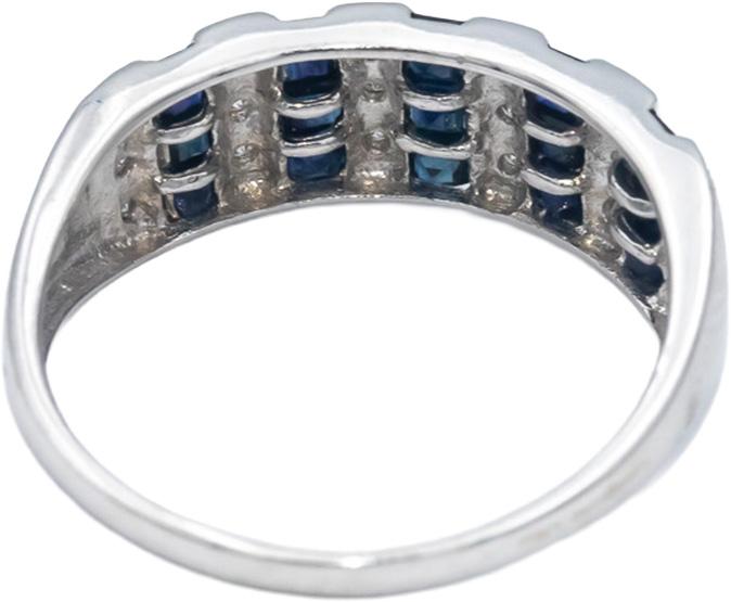14k White Gold 0.35CT Sapphire and Diamond Band Ring Size 7.75