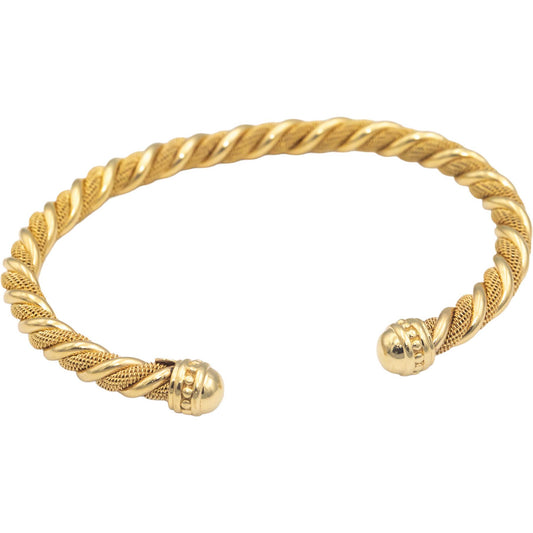 DAVID YURMAN 18k Yellow Gold Jewelry Twisted Open Bangle Cuff Bracelet