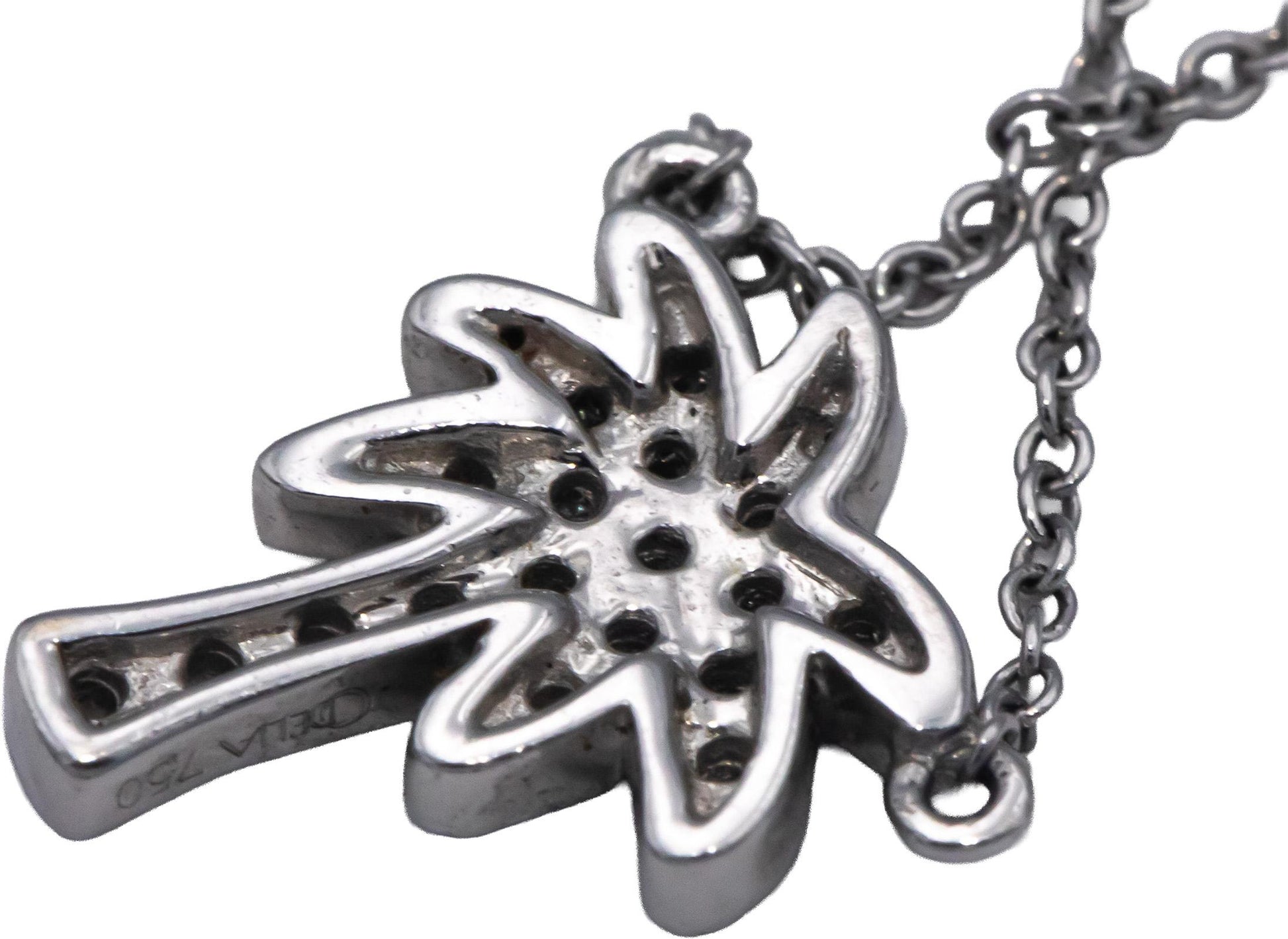 ODELIA 18k White Gold 0.15CT VS Round Cut Diamond Palm Tree Pendant Necklace