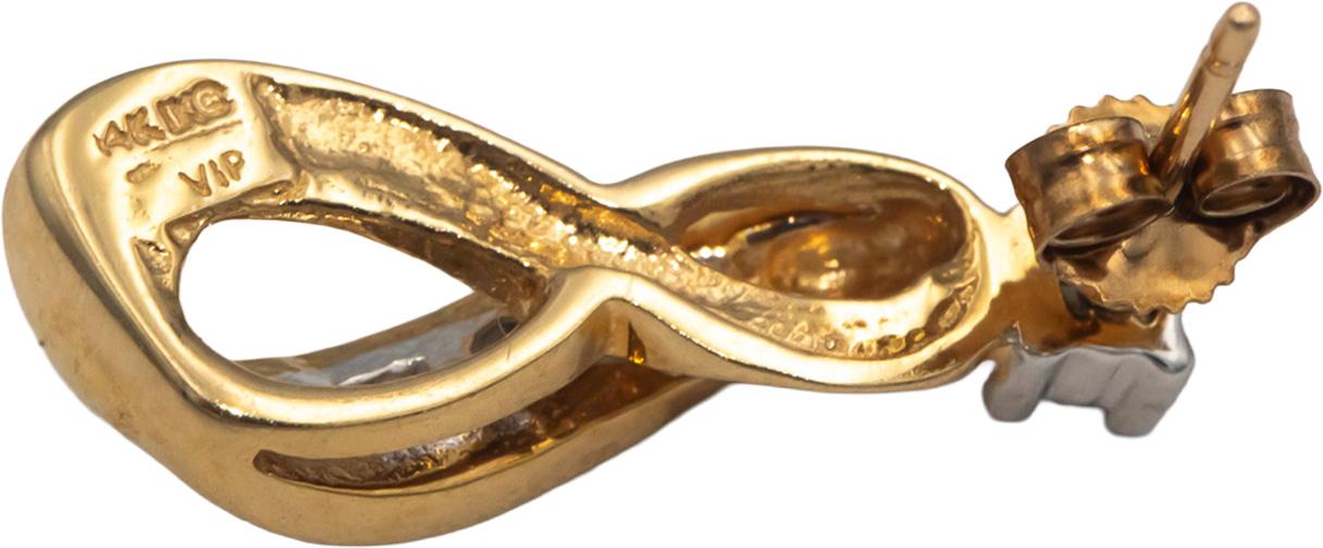 14k Yellow Gold 0.40CT Baguette & Round Diamond Ribbon Stud Earrings