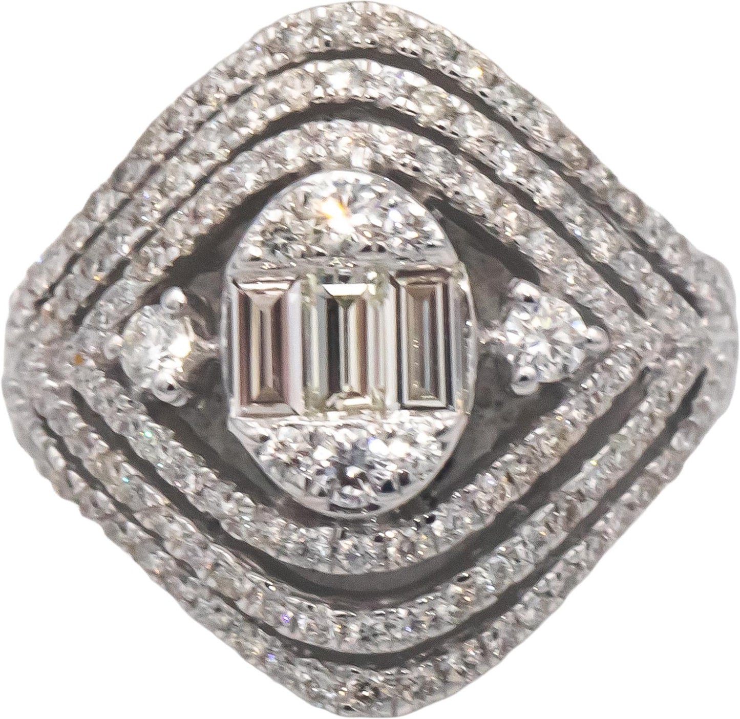 18k White Gold Jewelry 1.37CT VS Diamond Cluster Cocktail Ring Size 7